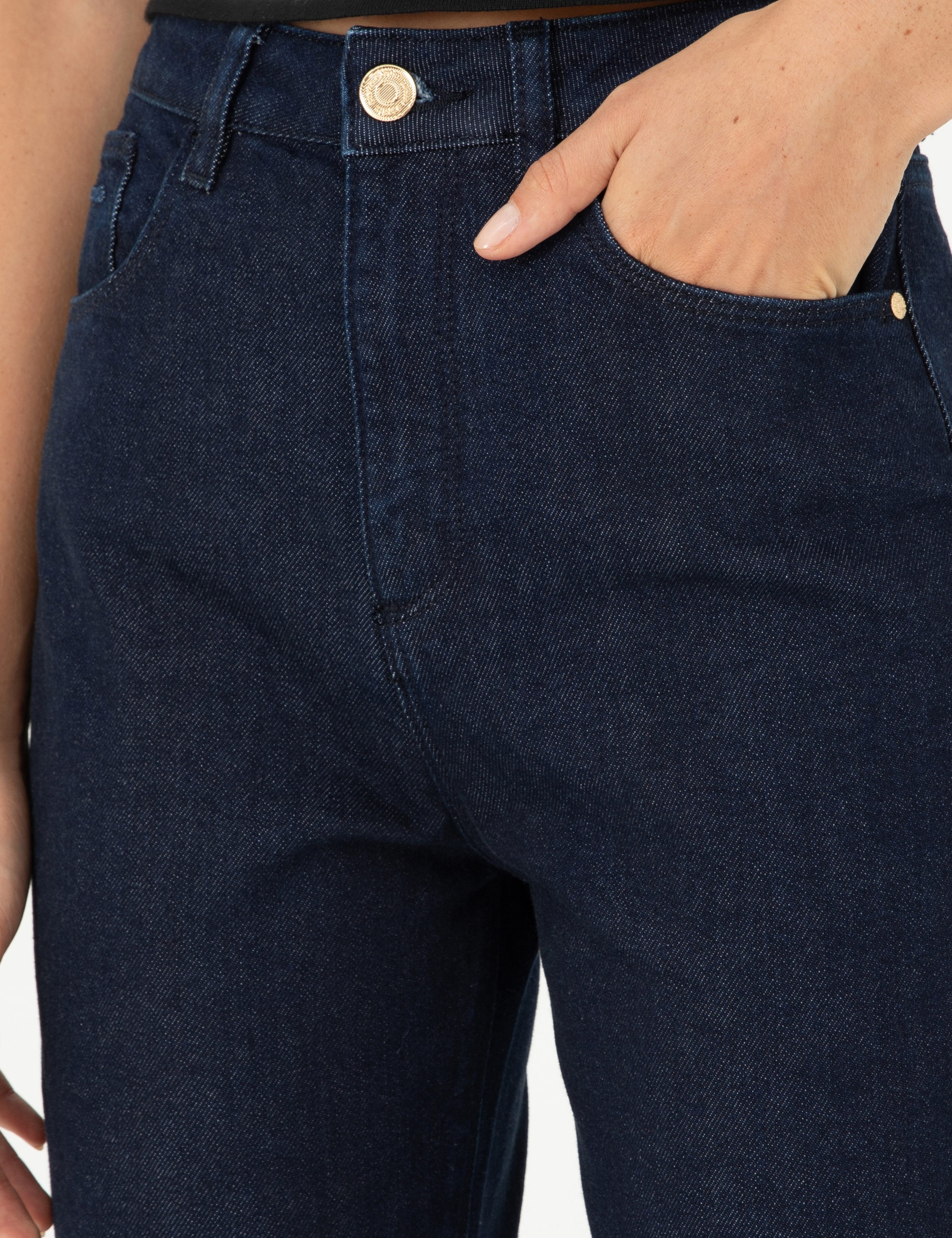 Koyu İndigo Mom Fit Jean Pantolon - Image 5