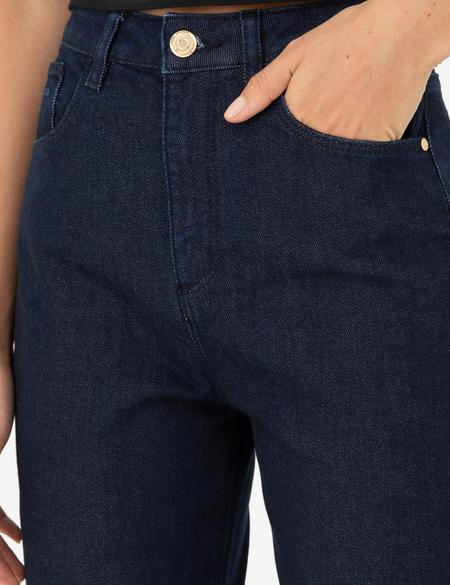 Koyu İndigo Mom Fit Jean Pantolon - 50293347013