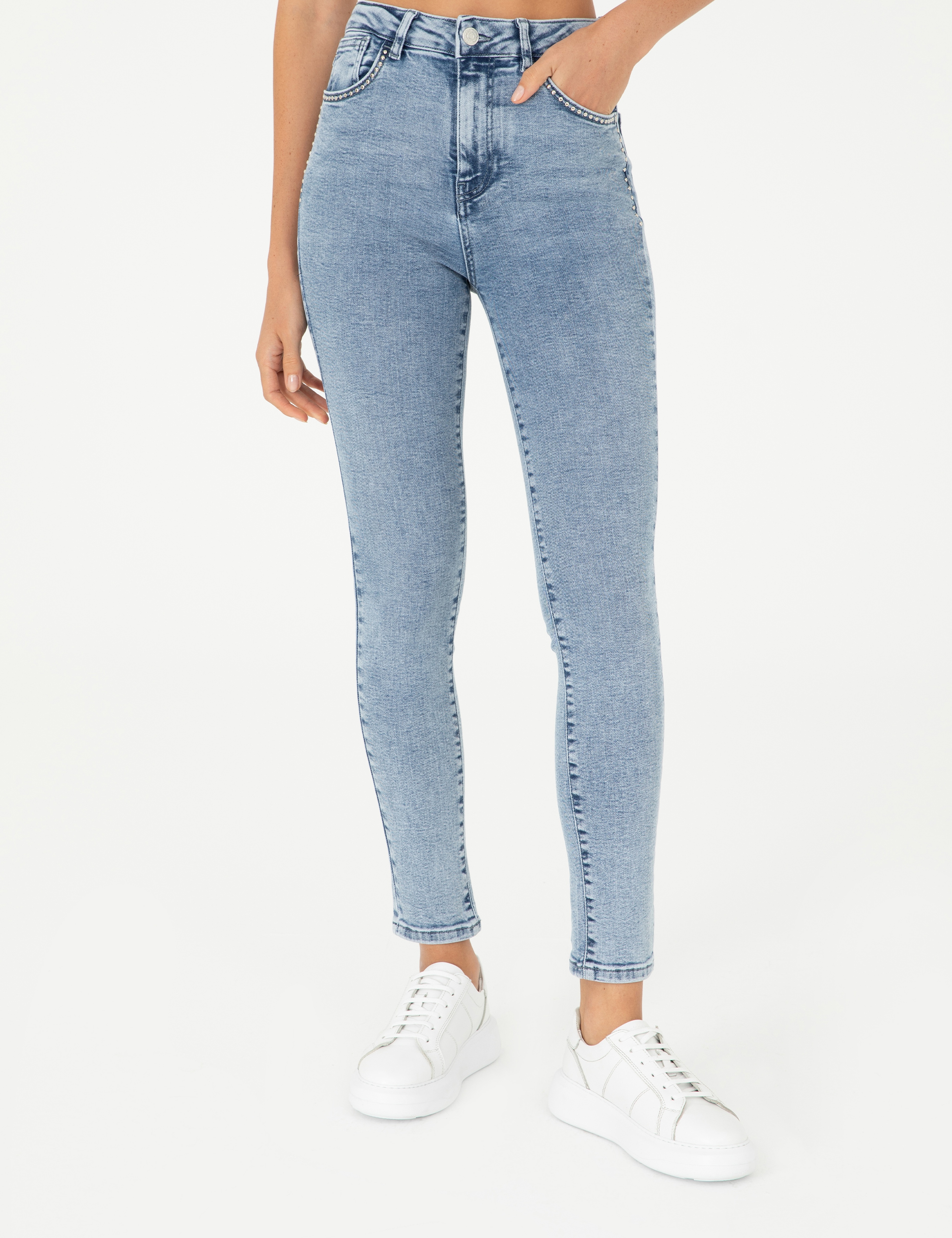 Açık Mavi Skinny Fit Jean Pantolon - Image 2