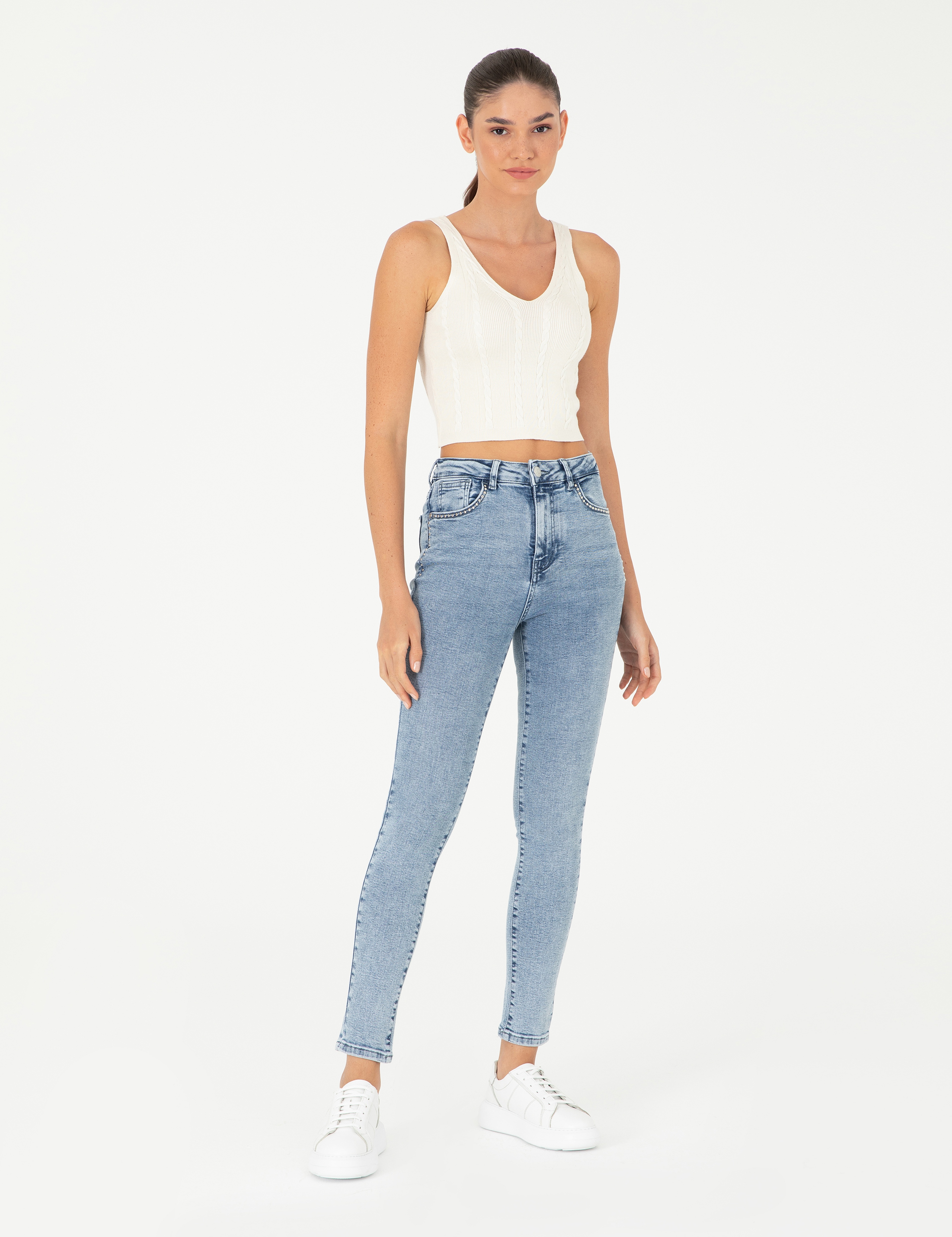 Açık Mavi Skinny Fit Jean Pantolon - Image 1