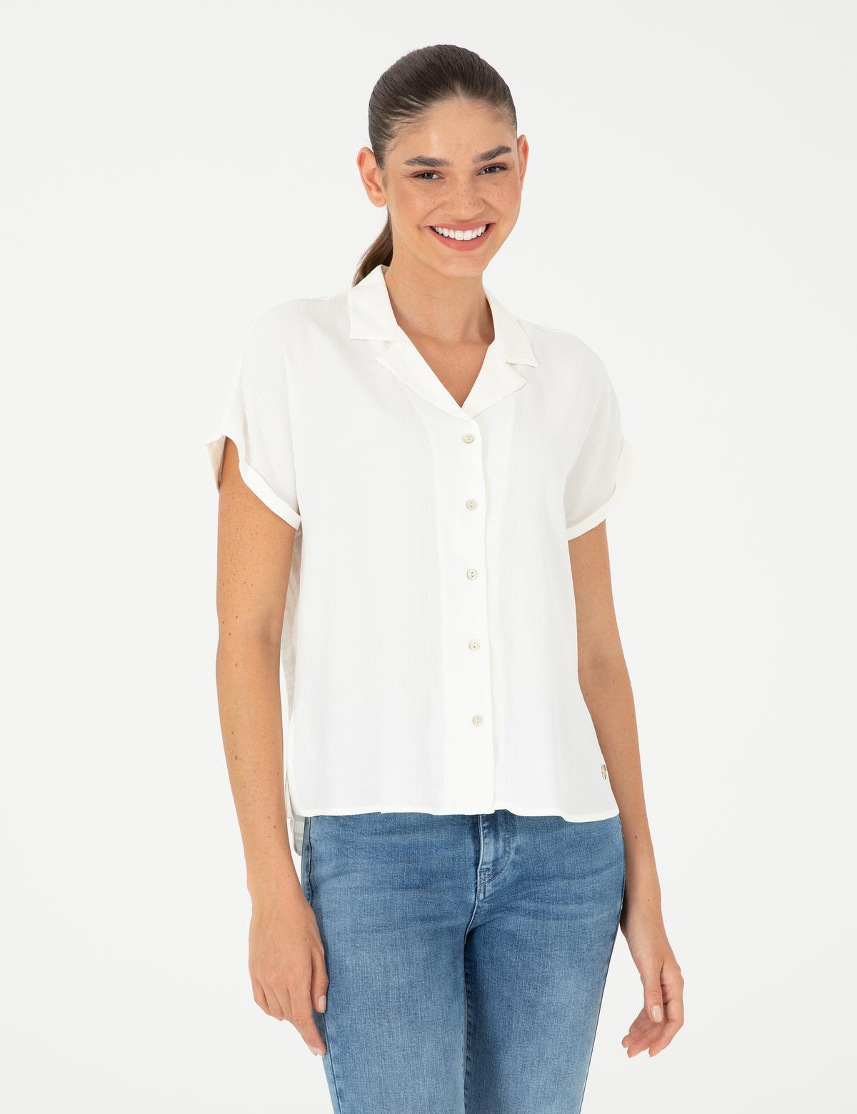 Ekru Comfort Fit Kısa Kollu Gömlek