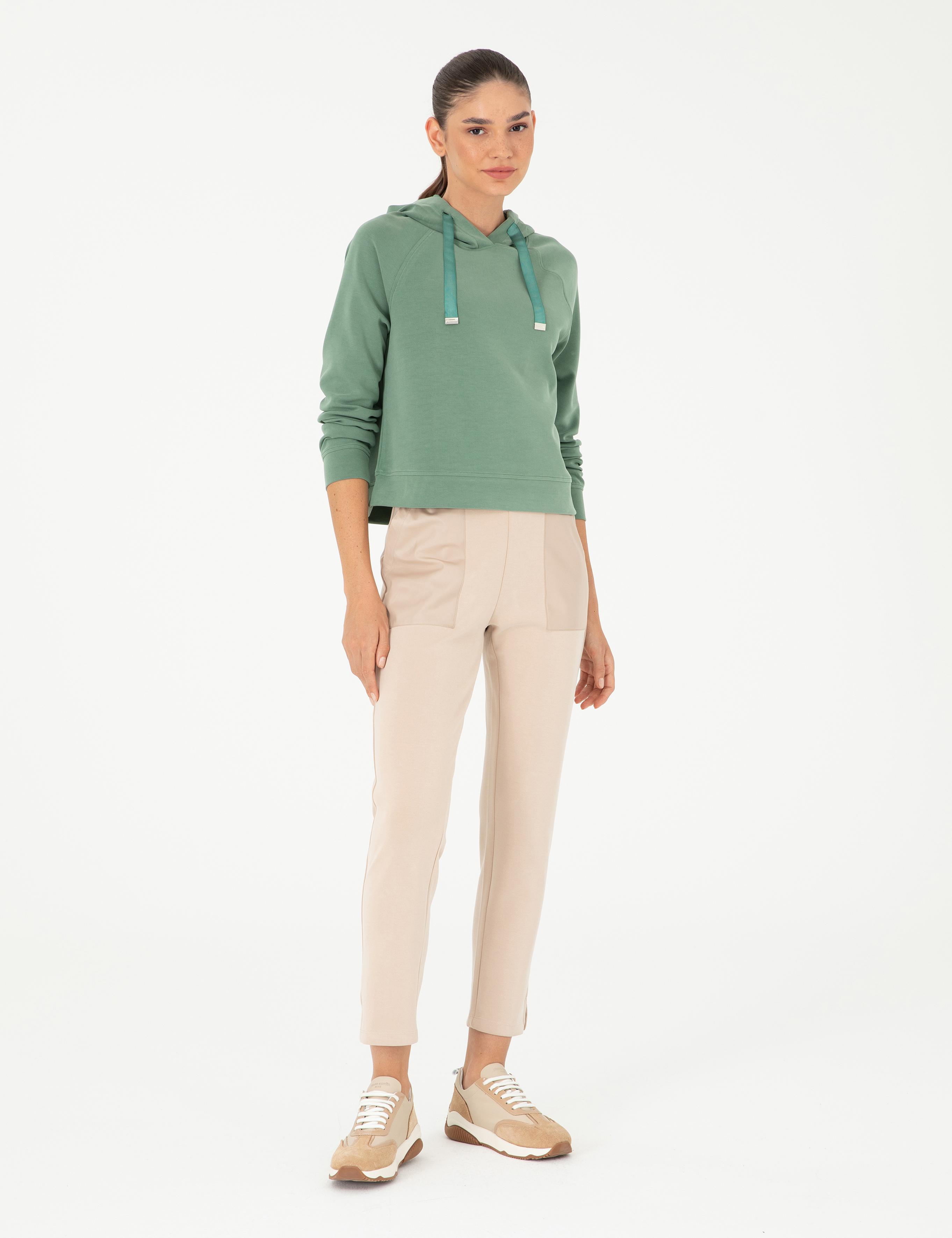 Yeşil Regular Fit Modal Kumaş Sweatshirt