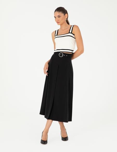 Siyah A Kesim Dokuma Etek - 50292648003