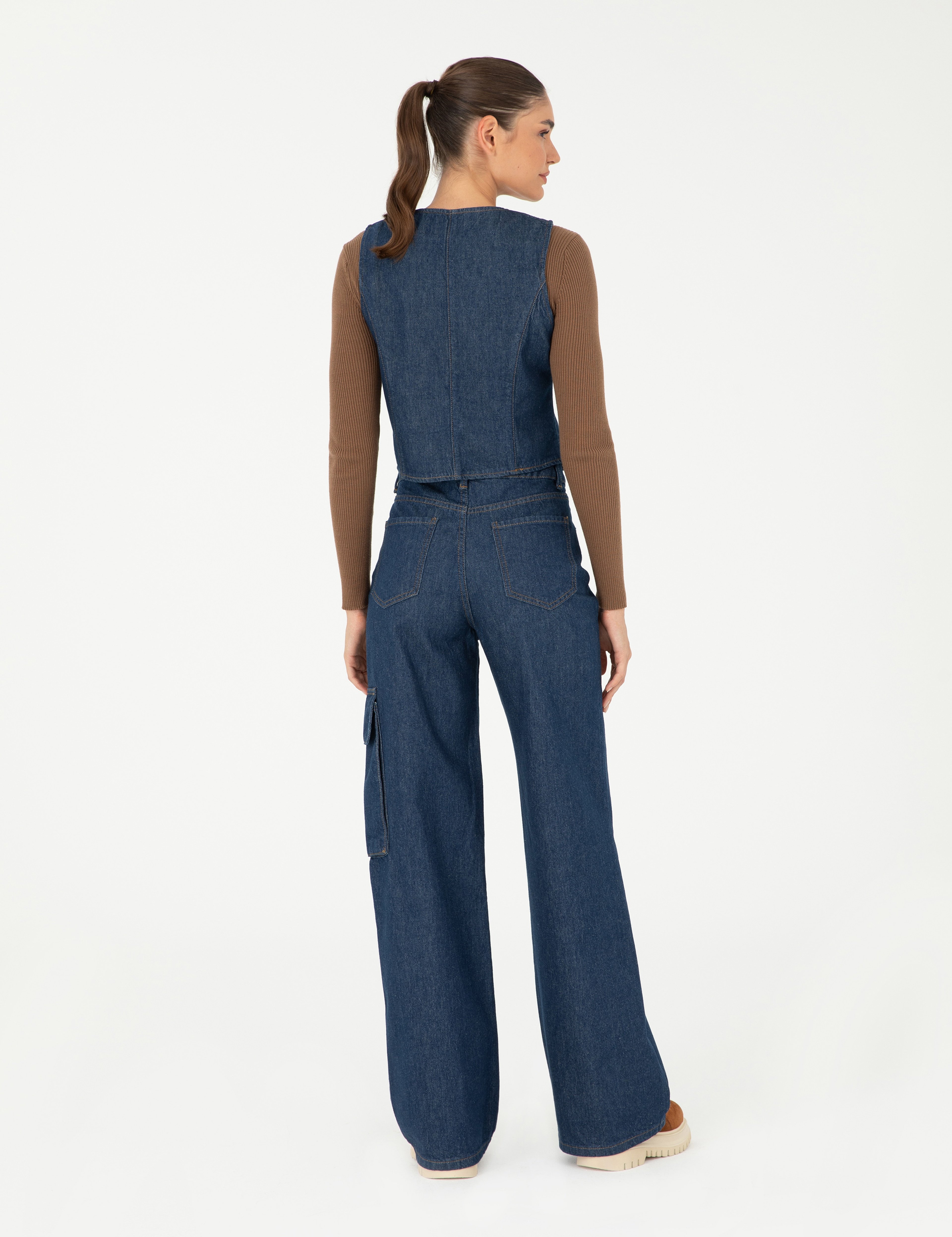 İndigo Loose Fit Jean Pantolon - Image 4