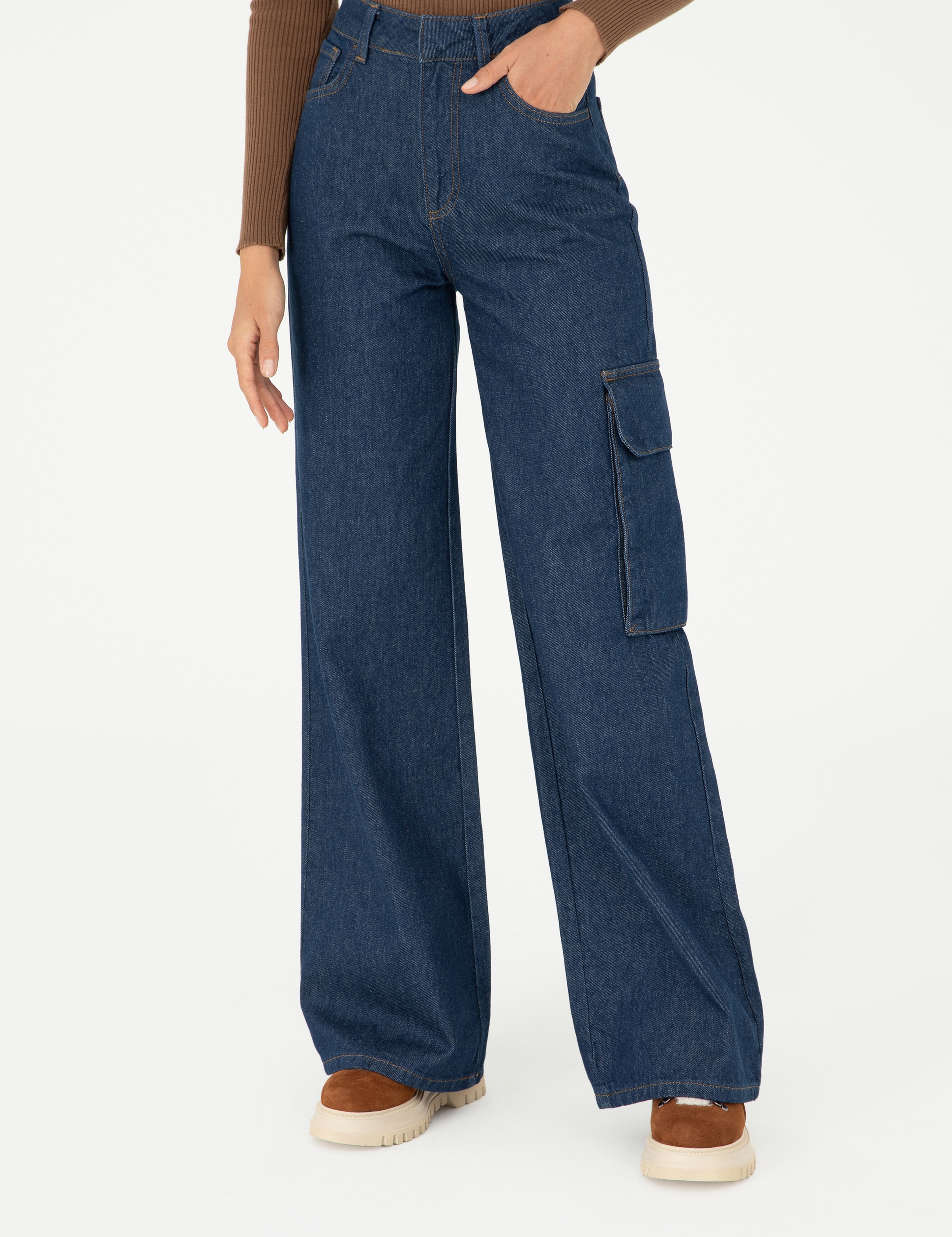 İndigo Loose Fit Jean Pantolon - Image 2