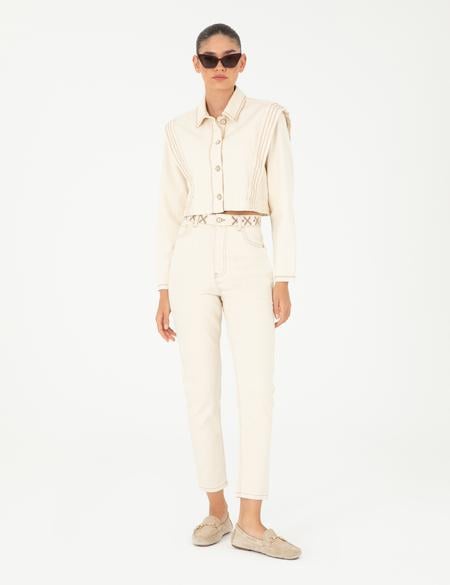 Ekru Mom High Waist Fit Jean Pantolon - 50293846004