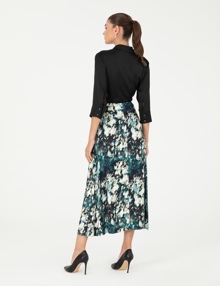 Koyu Yeşil A Kesim Dokuma Etek - 50292653002