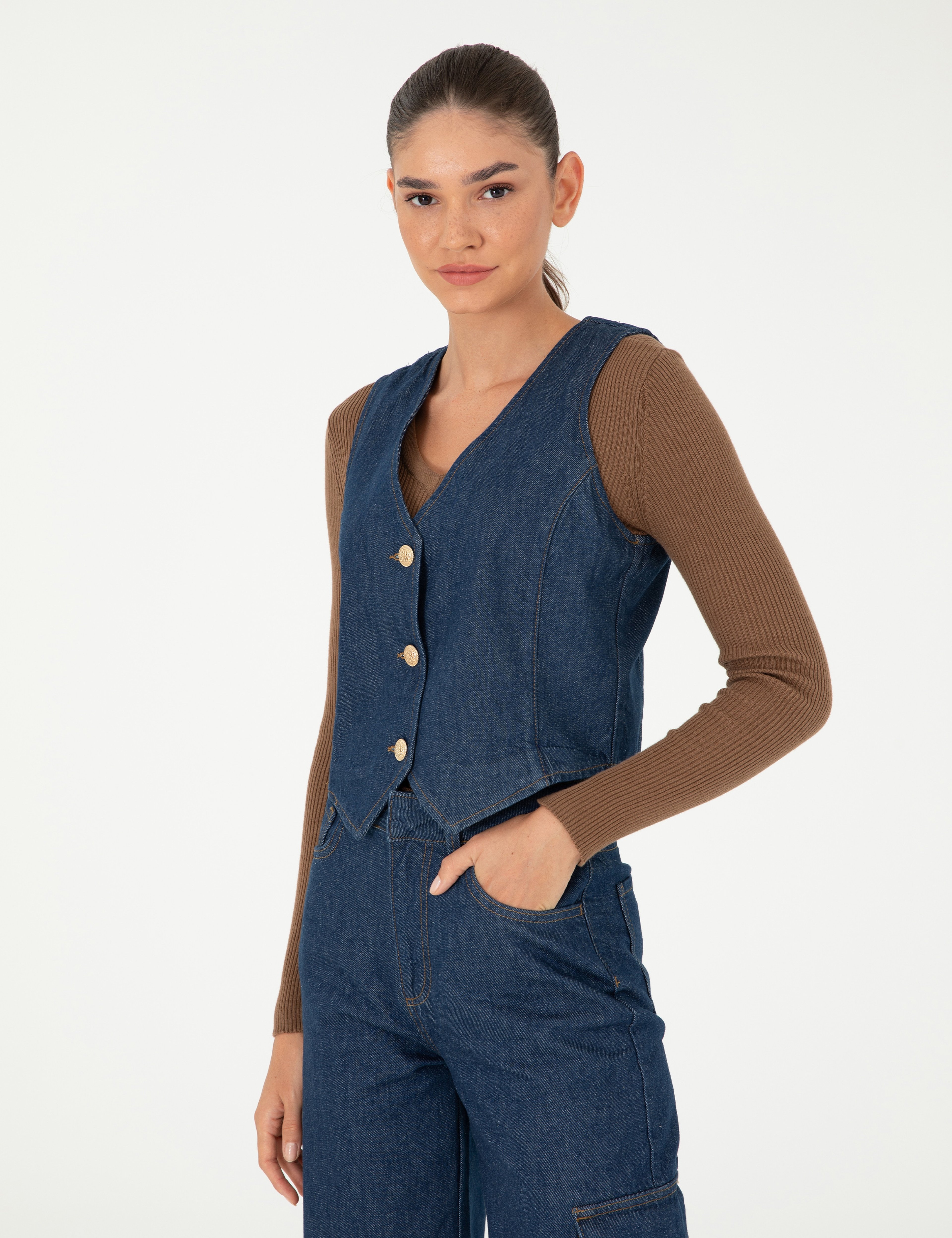 İndigo Slim Fit Yelek