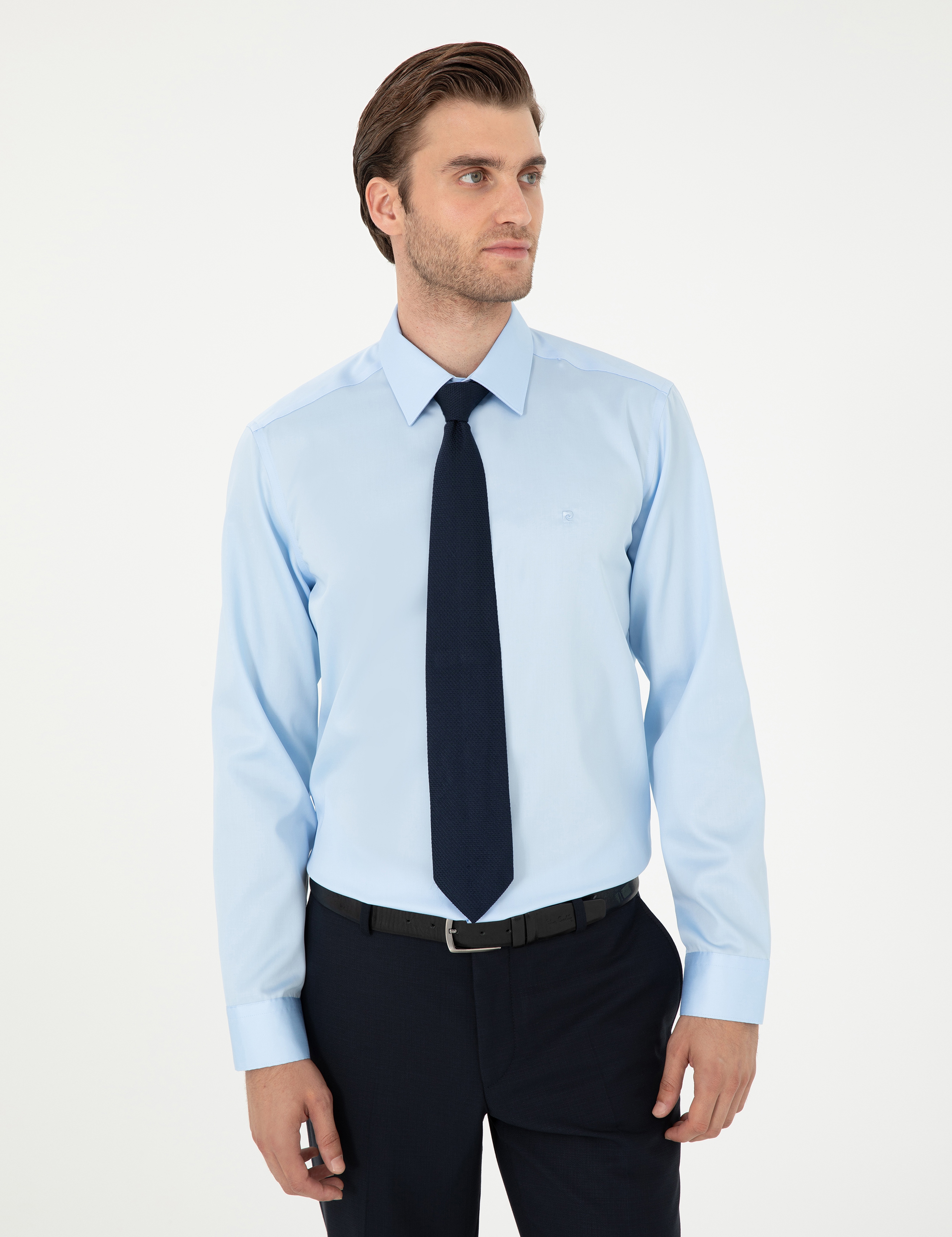 Açık Mavi Non Iron Kolay Ütülenebilir Slim Fit Uzun Kollu Basic Gömlek