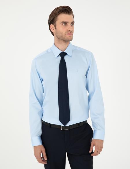 Açık Mavi Slim Fit Uzun Kollu Basic Gömlek - 50292535015