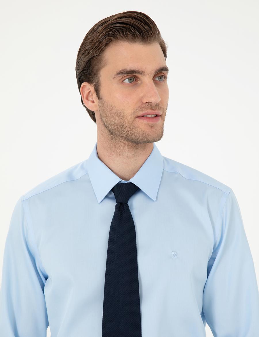 Açık Mavi Slim Fit Uzun Kollu Basic Gömlek