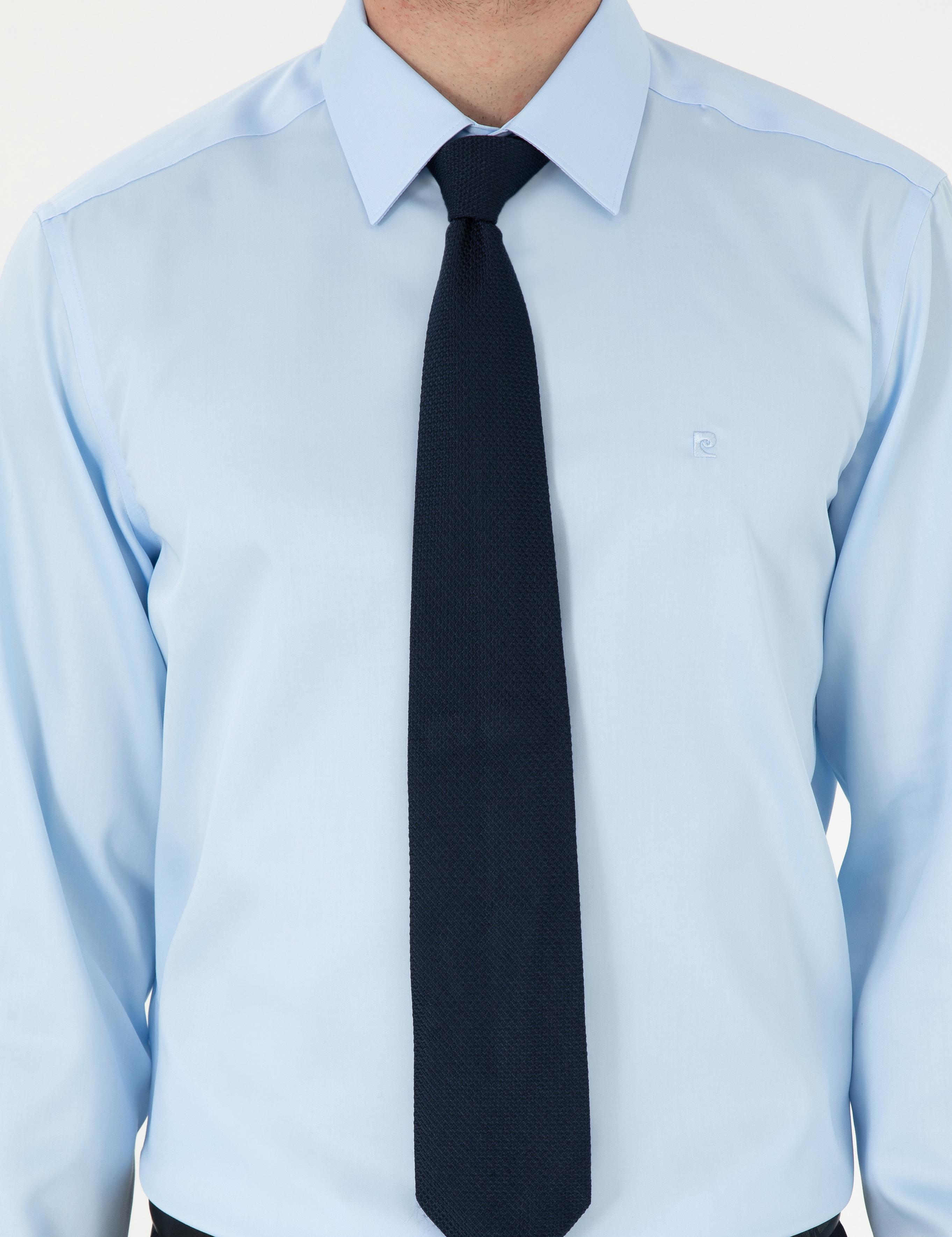 Açık Mavi Slim Fit Uzun Kollu Basic Gömlek