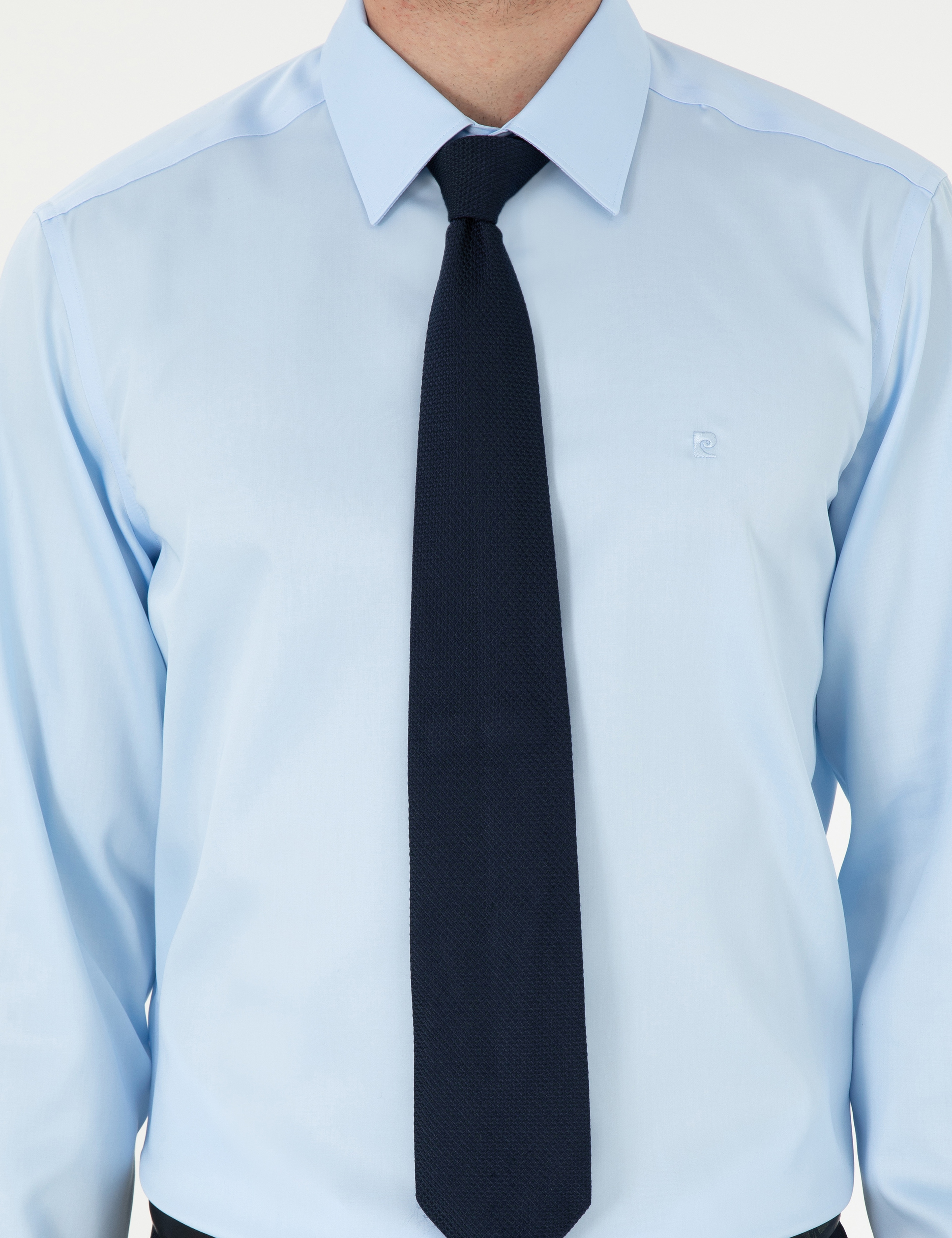 Açık Mavi Non Iron Kolay Ütülenebilir Slim Fit Uzun Kollu Basic Gömlek