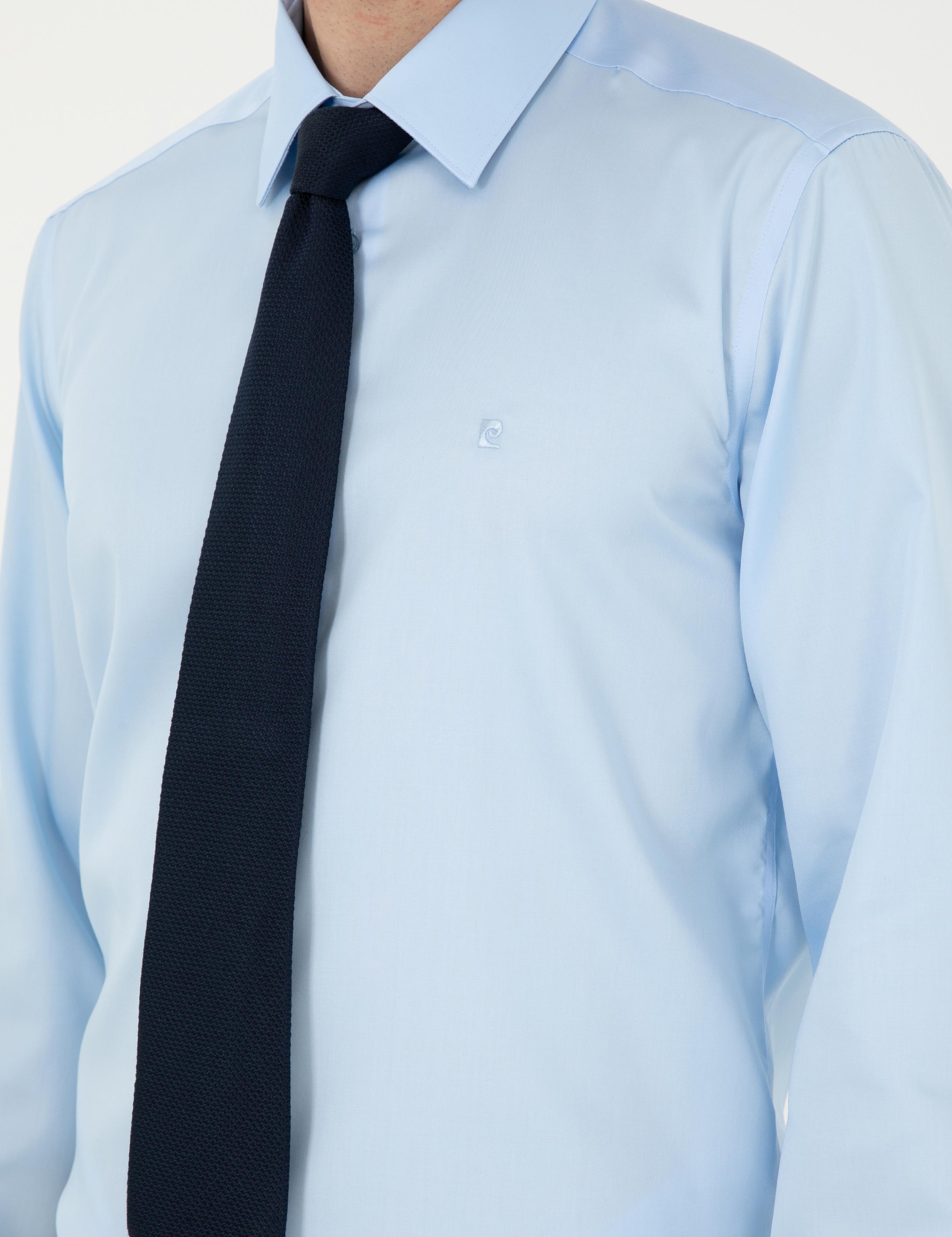 Açık Mavi Slim Fit Uzun Kollu Basic Gömlek