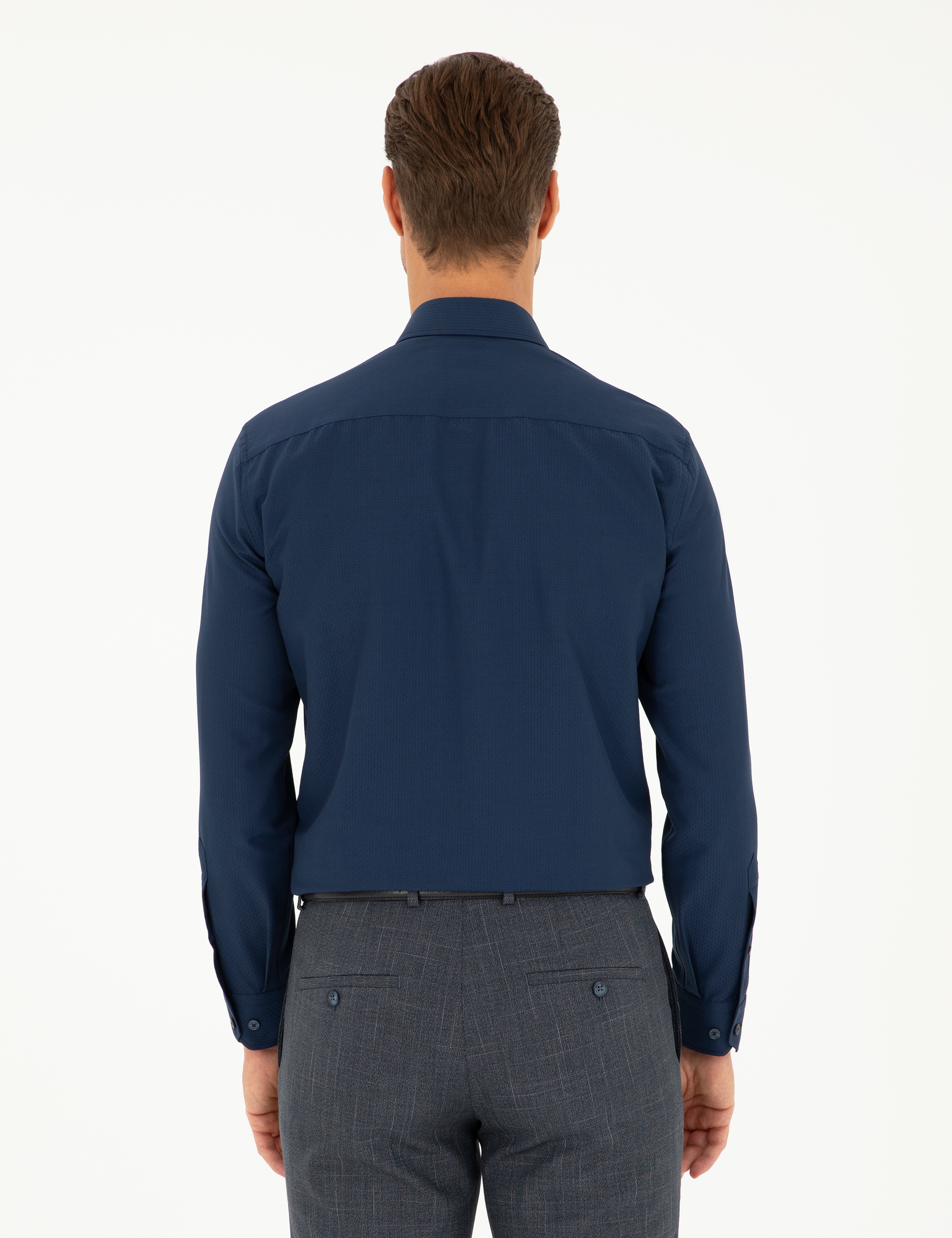 Lacivert Slim Fit Uzun Kollu Gömlek - Image 5
