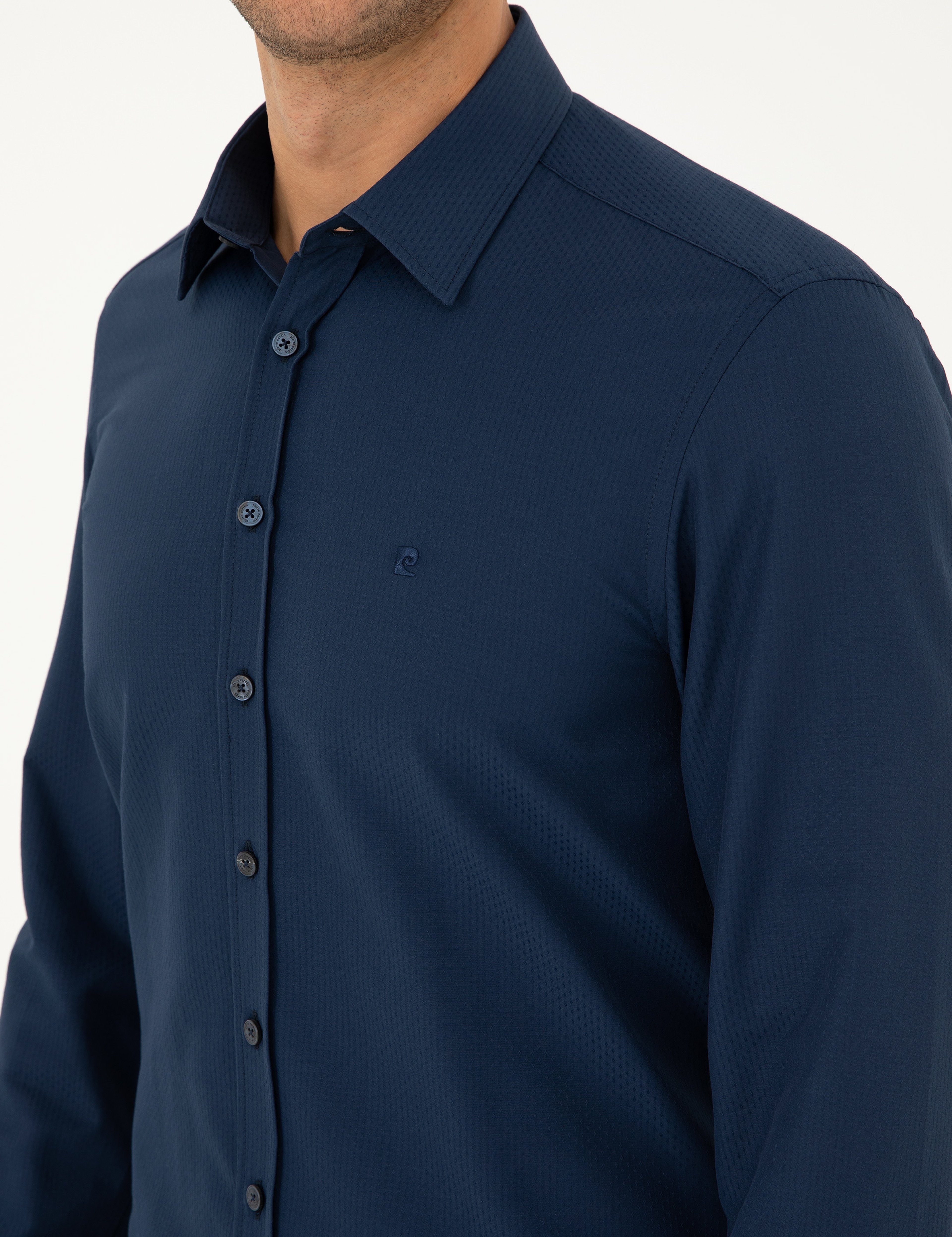 Lacivert Slim Fit Uzun Kollu Gömlek - Image 7