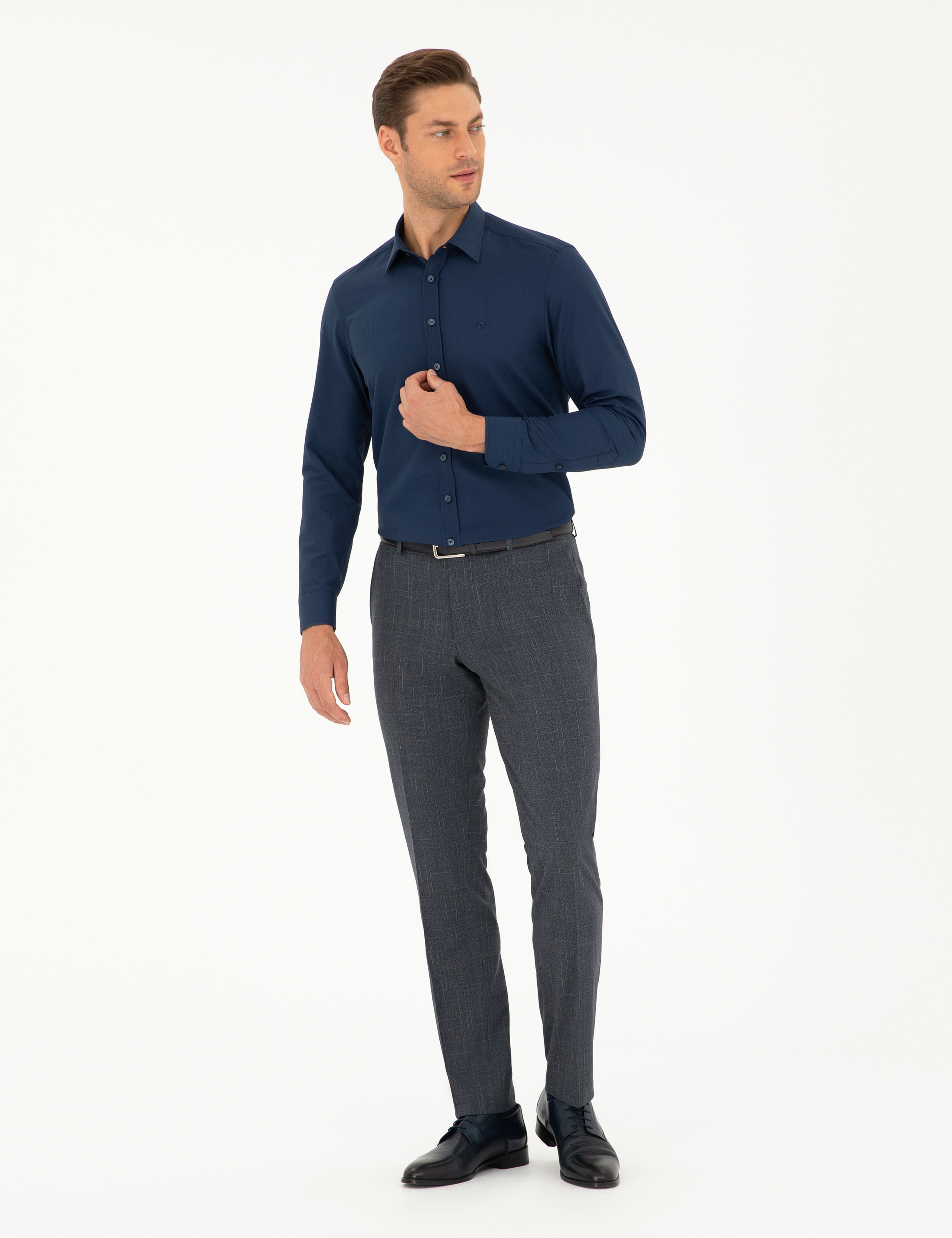 Lacivert Slim Fit Uzun Kollu Gömlek - Image 4