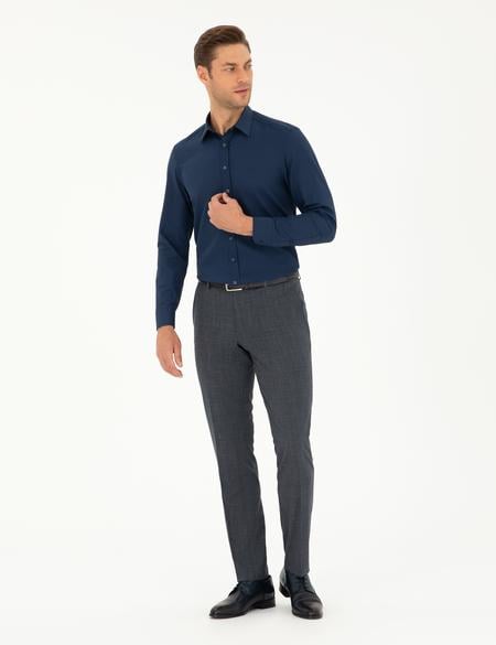 Lacivert Slim Fit Uzun Kollu Gömlek - 50298054010