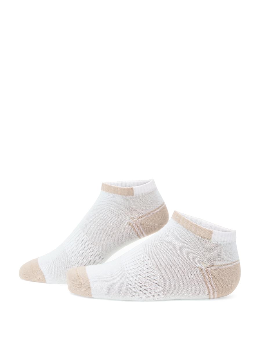 Erkek Pamuk Karışımlı Bej Patik Desenli Çorap