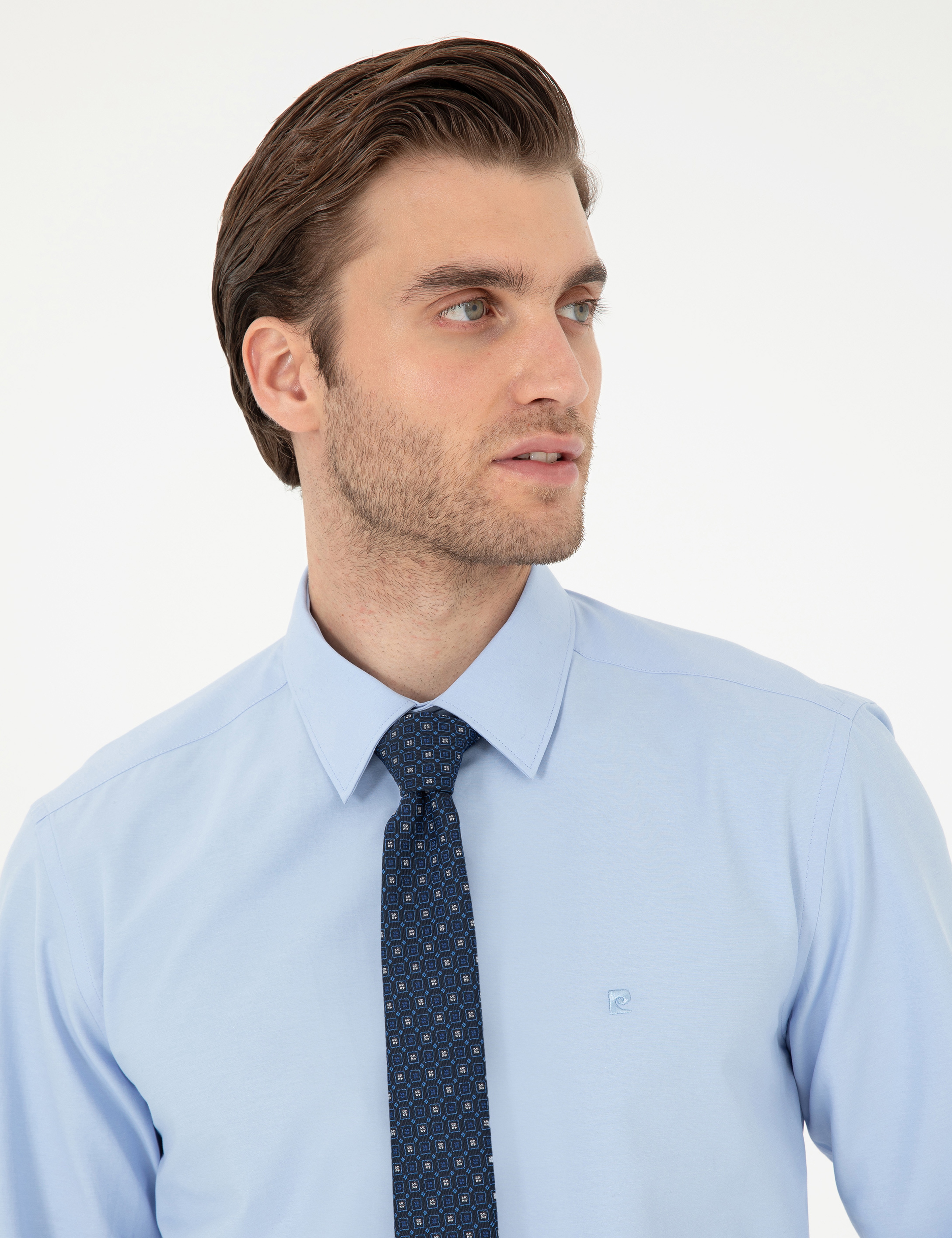 Mavi Slim Fit Uzun Kollu Basic Gömlek - Image 2