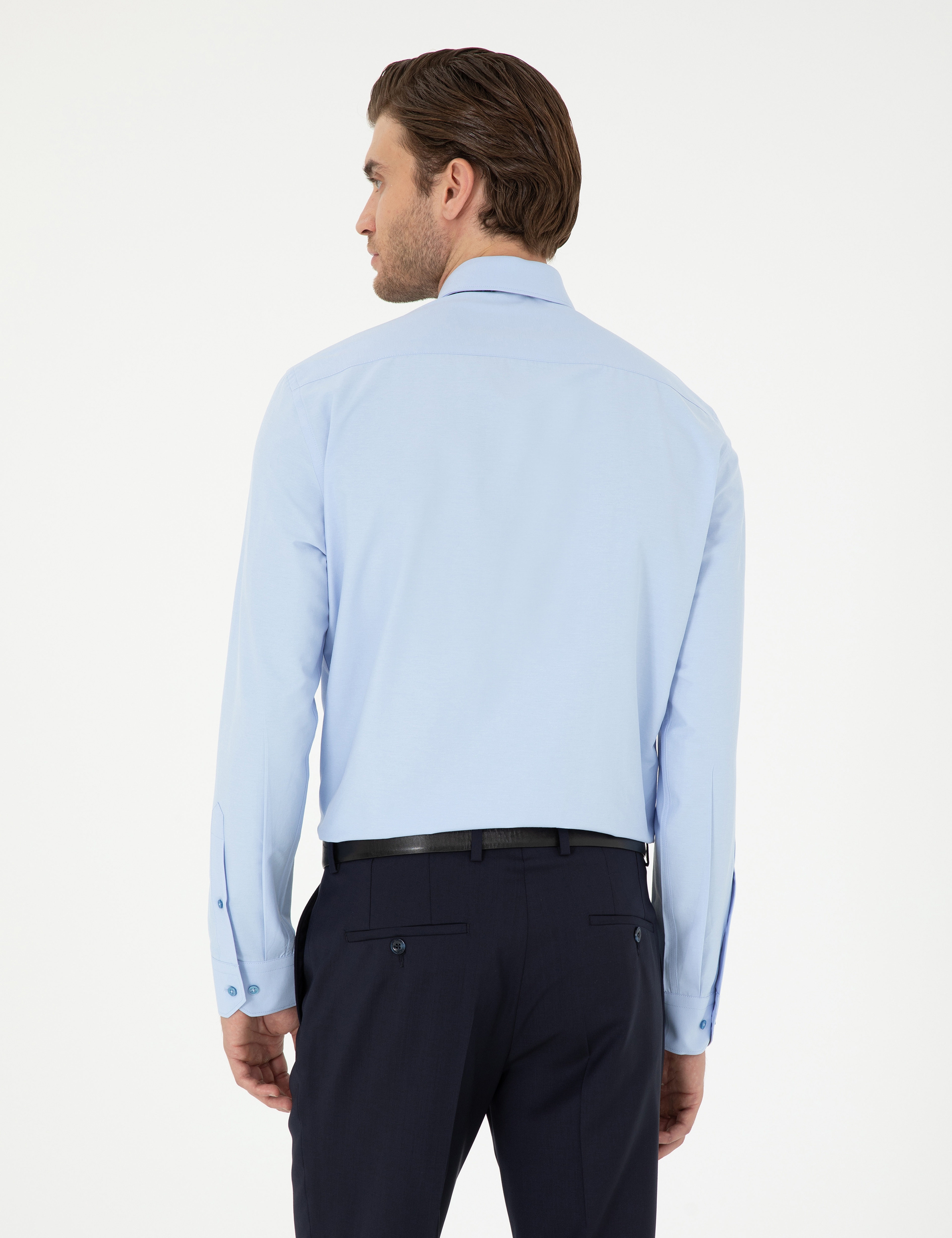 Mavi Slim Fit Uzun Kollu Basic Gömlek - Image 5