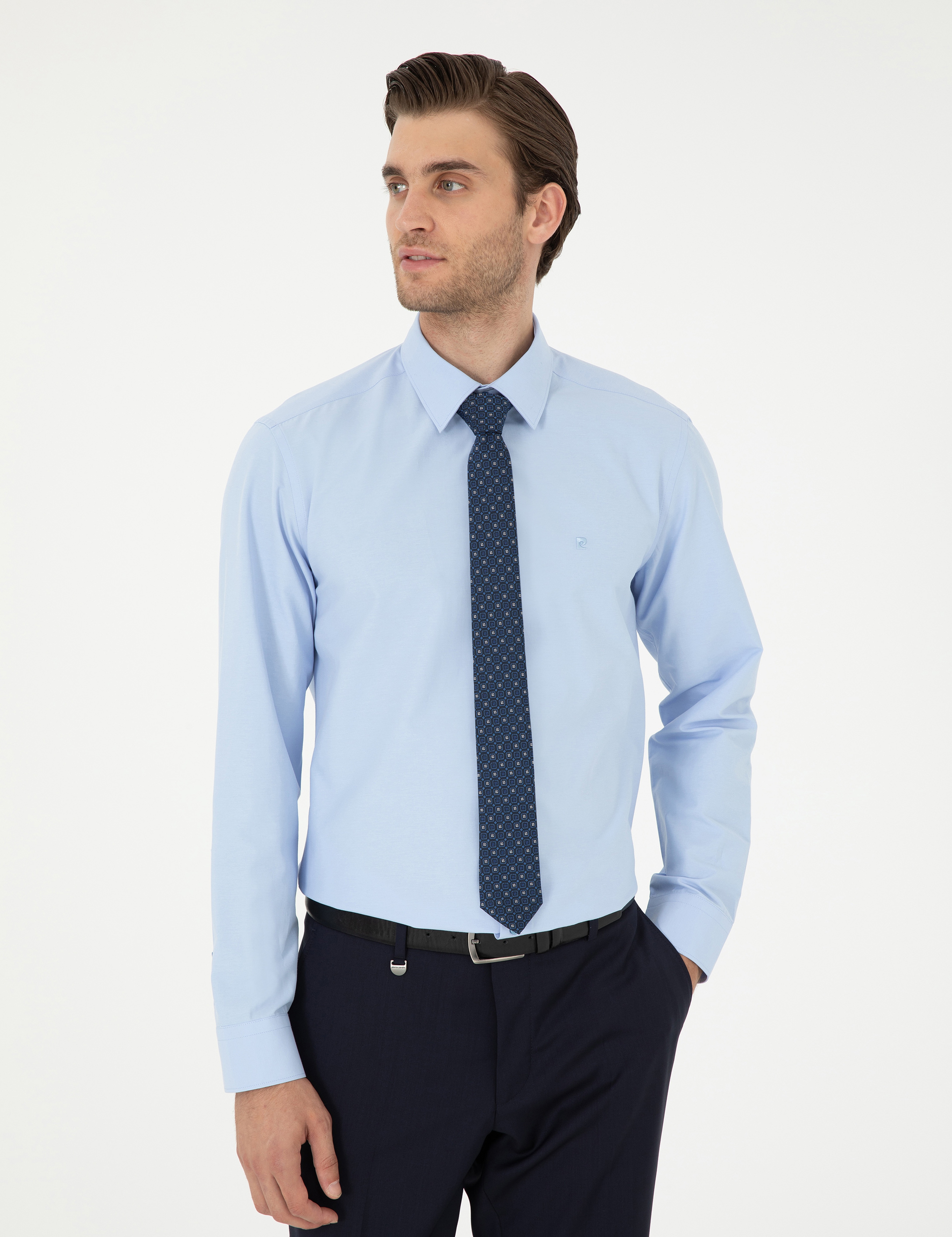 Mavi Slim Fit Uzun Kollu Basic Gömlek - Image 3