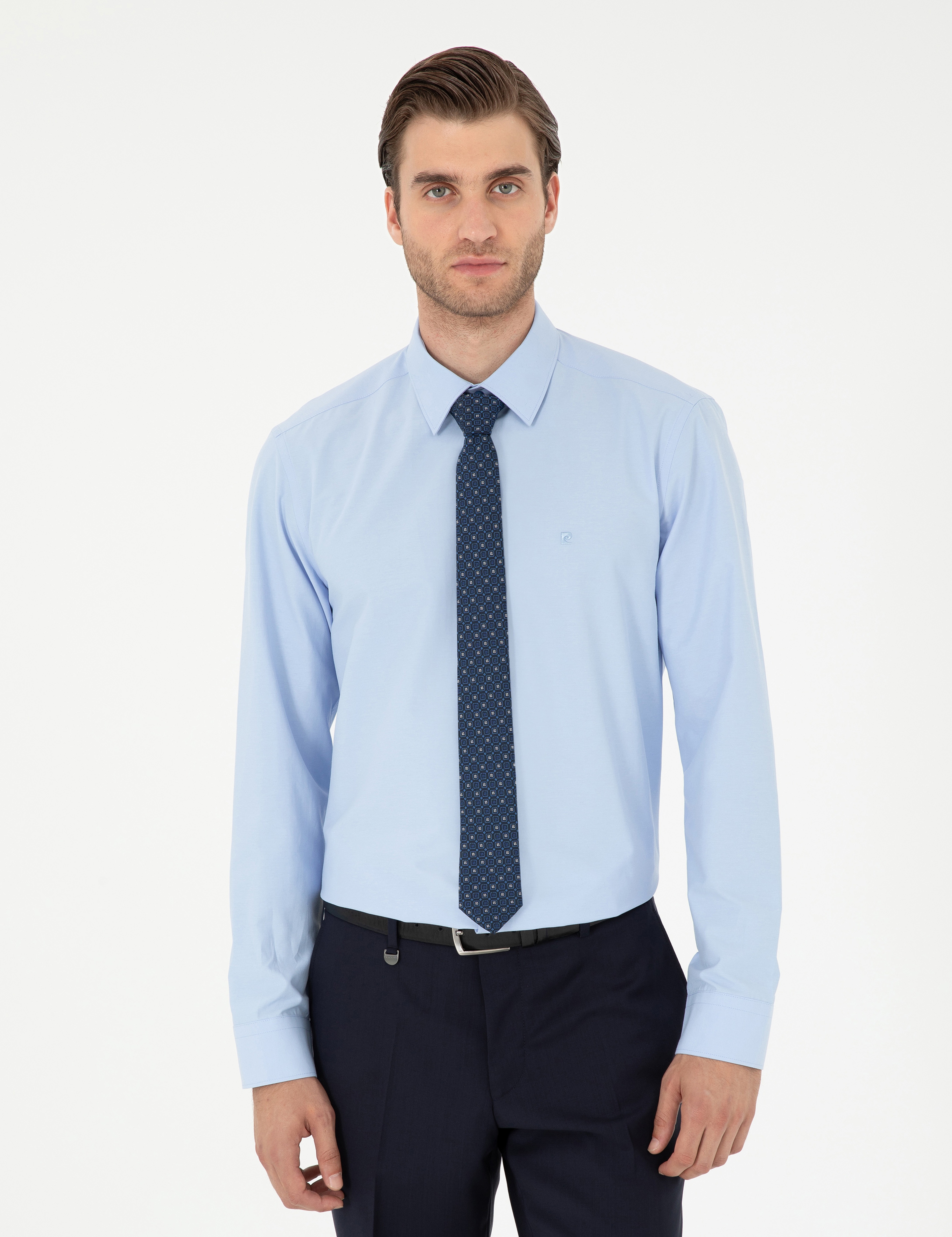 Mavi Slim Fit Uzun Kollu Basic Gömlek - Image 1