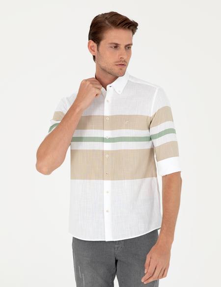 Bej Regular Fit Uzun Kollu Gömlek - 50289400016