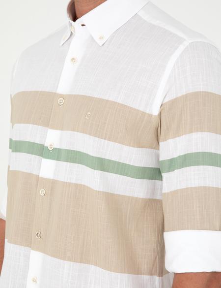 Bej Regular Fit Uzun Kollu Gömlek - 50289400016