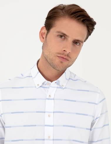 Mavi Slim Fit Uzun Kollu Gömlek
