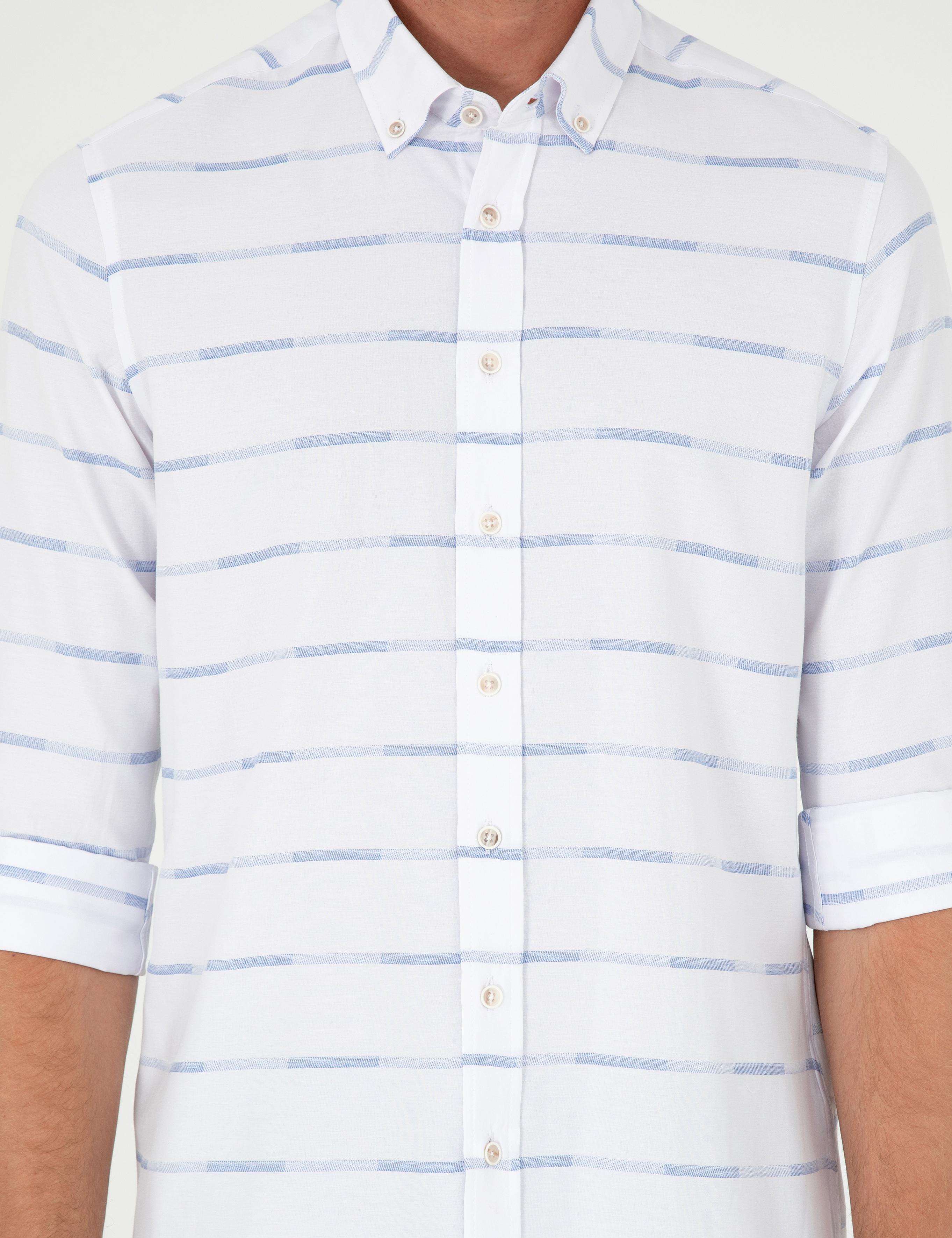 Mavi Slim Fit Uzun Kollu Gömlek