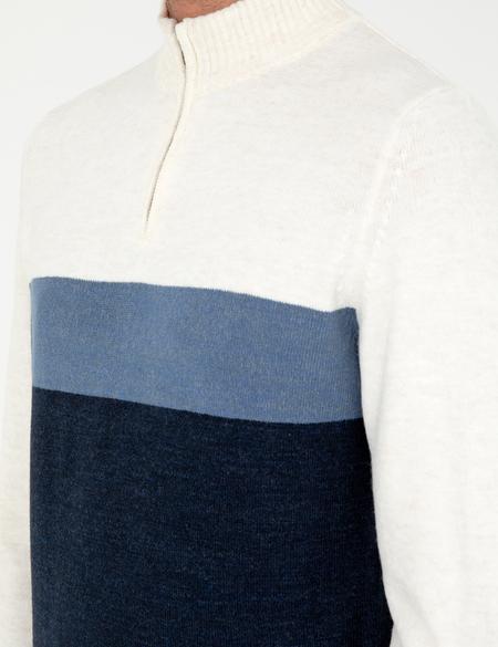 Lacivert Slim Fit Fermuarlı Dik Yaka Triko Kazak - 50296471001