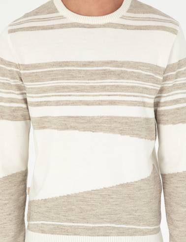 Kum Melanj Slim Fit Bisiklet Yaka Yün Karışımlı Triko Kazak