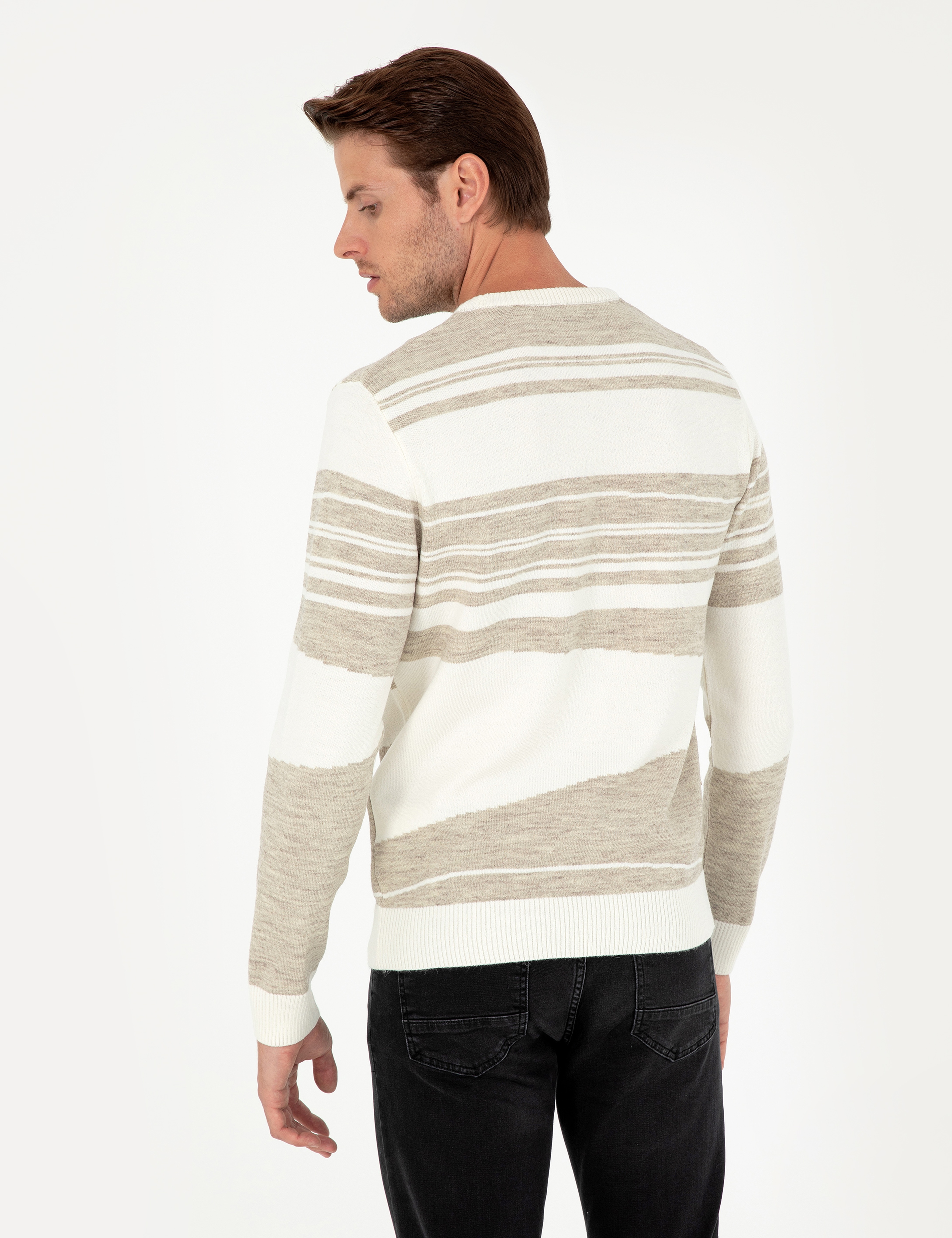 Kum Melanj Slim Fit Bisiklet Yaka Yün Karışımlı Triko Kazak - Image 5
