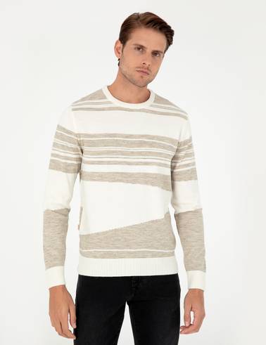 Kum Melanj Slim Fit Bisiklet Yaka Yün Karışımlı Triko Kazak