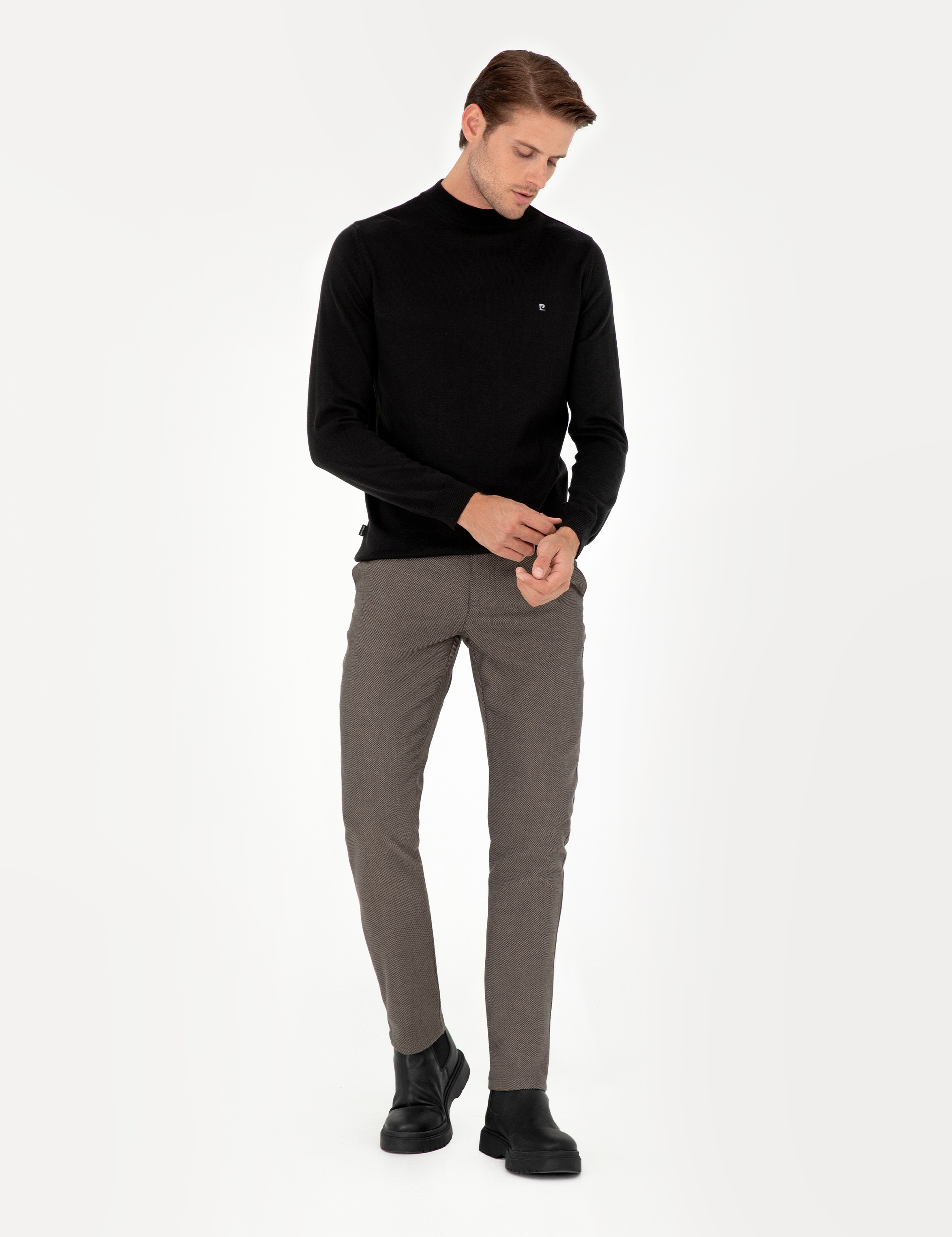 Kahverengi Slim Fit Kanvas Pantolon - Image 1