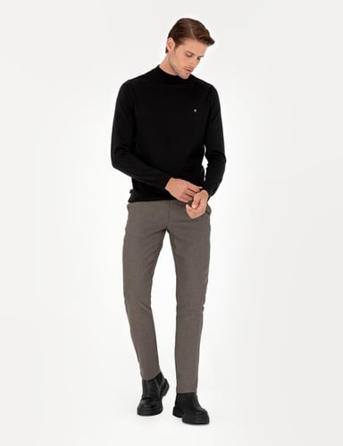 Kahverengi Slim Fit Kanvas Pantolon
