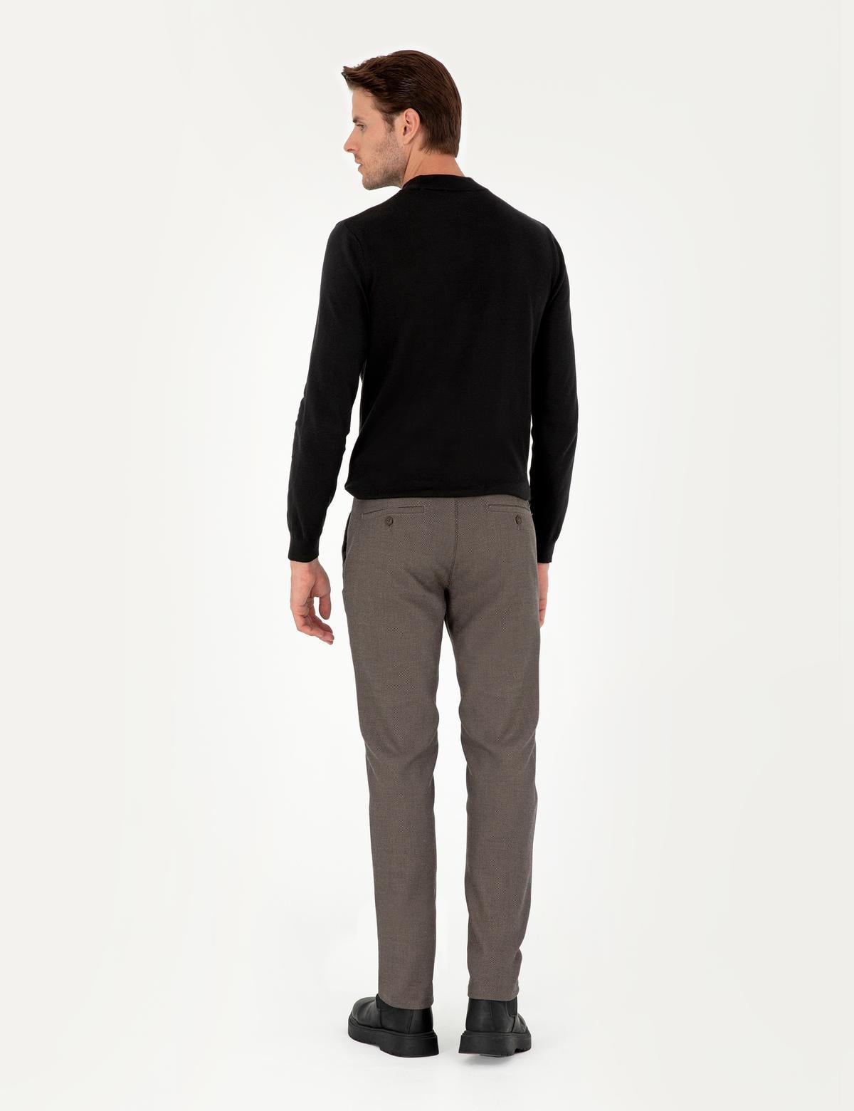 Kahverengi Slim Fit Kanvas Pantolon - 50299527065