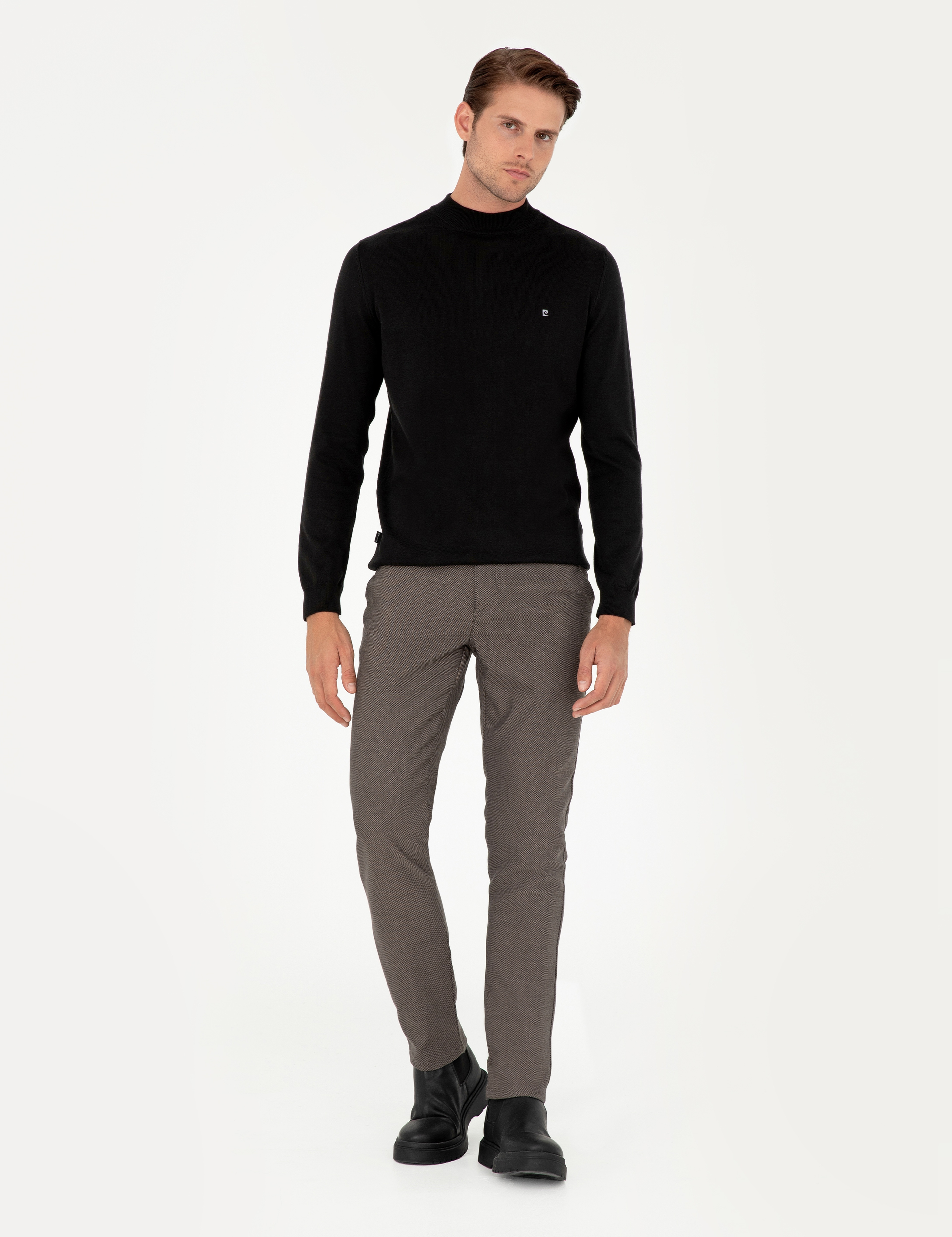 Kahverengi Slim Fit Kanvas Pantolon - Image 3