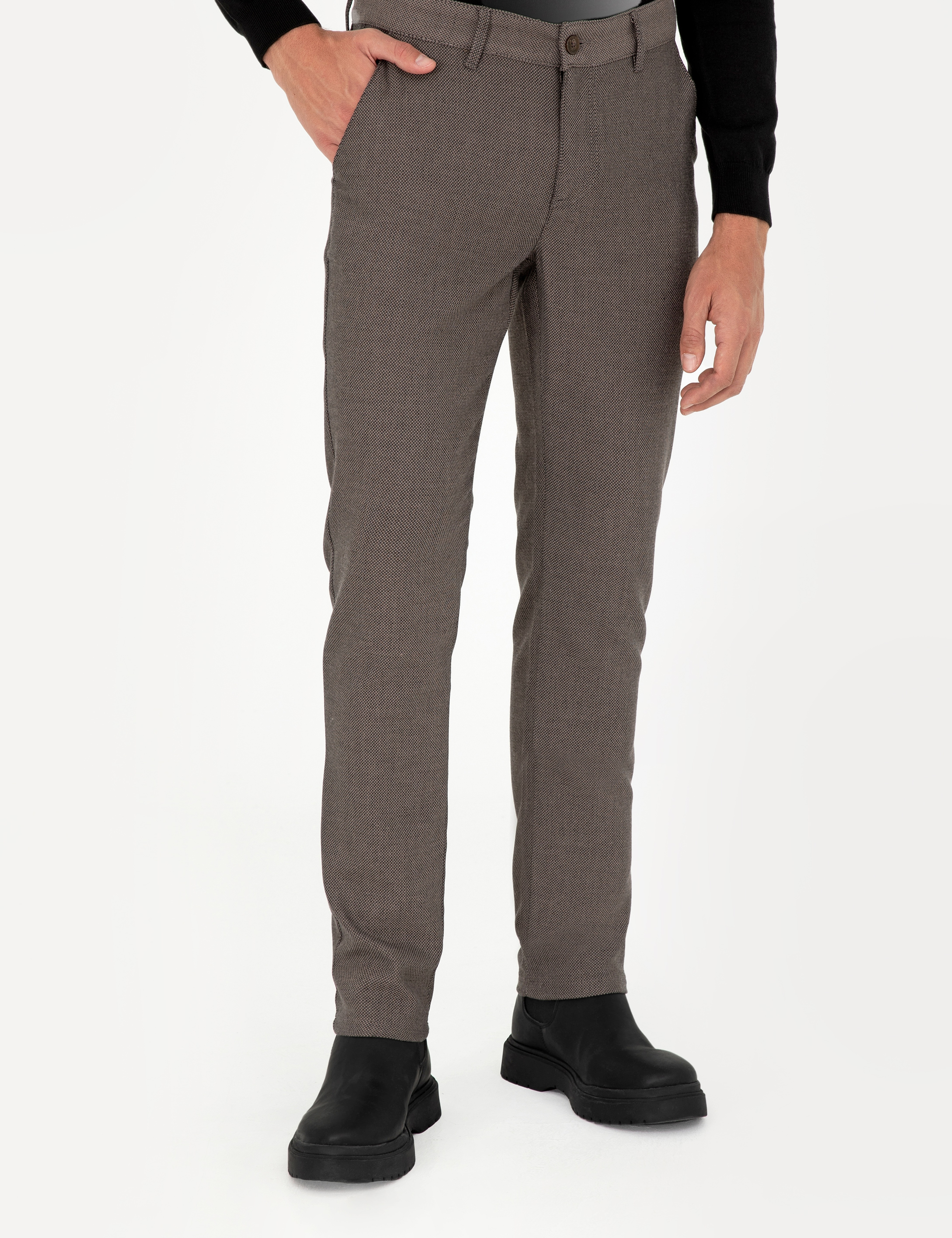 Kahverengi Slim Fit Kanvas Pantolon