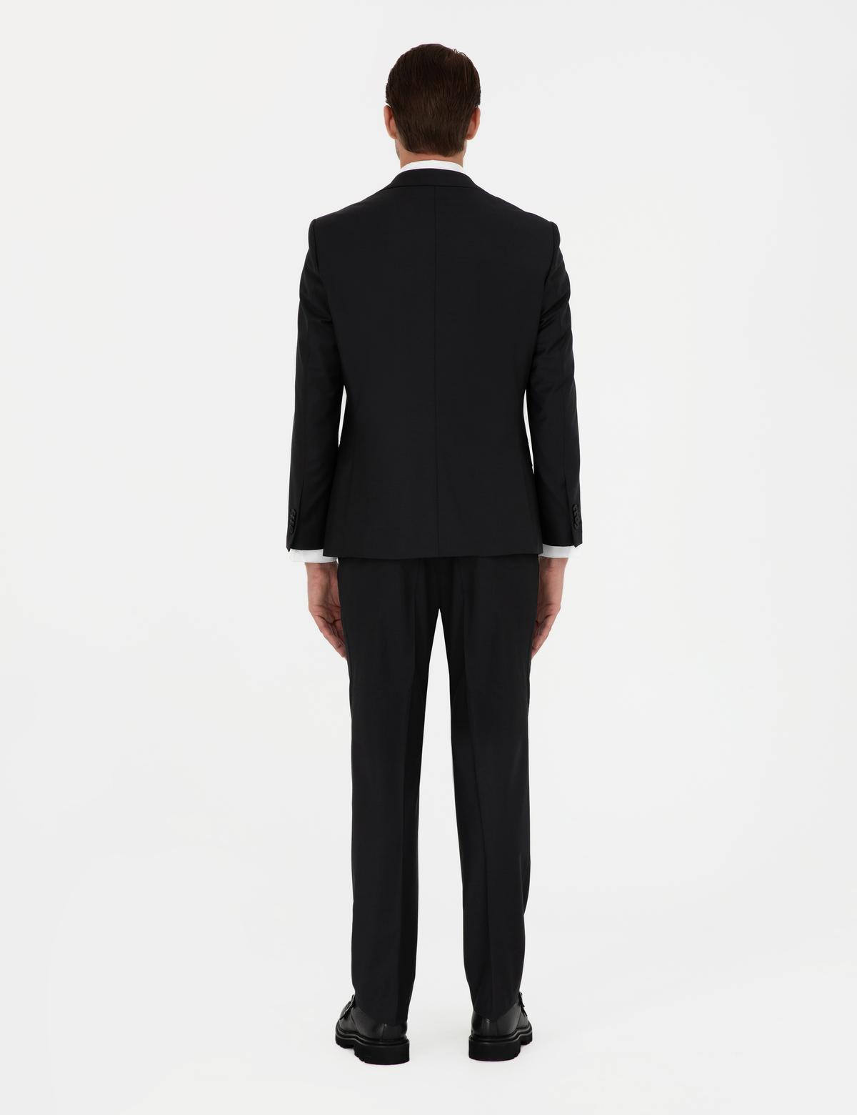 Siyah Slim Fit Yün Karışımlı Takım Elbise - 50288146011