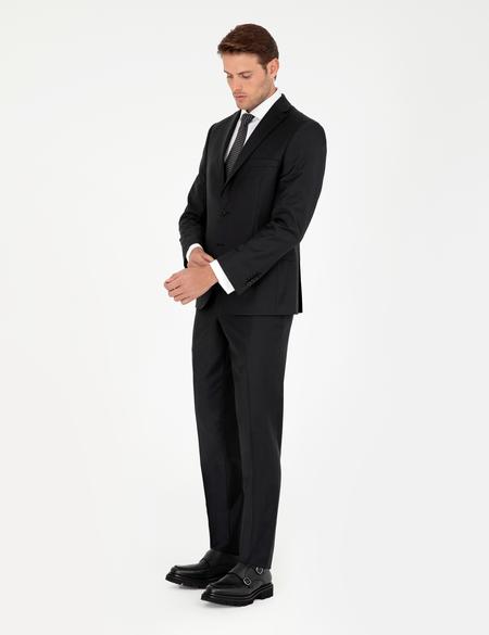 Siyah Slim Fit Yün Karışımlı Takım Elbise - 50288146011
