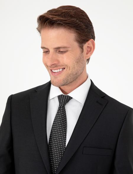 Siyah Slim Fit Yün Karışımlı Takım Elbise - 50288146011