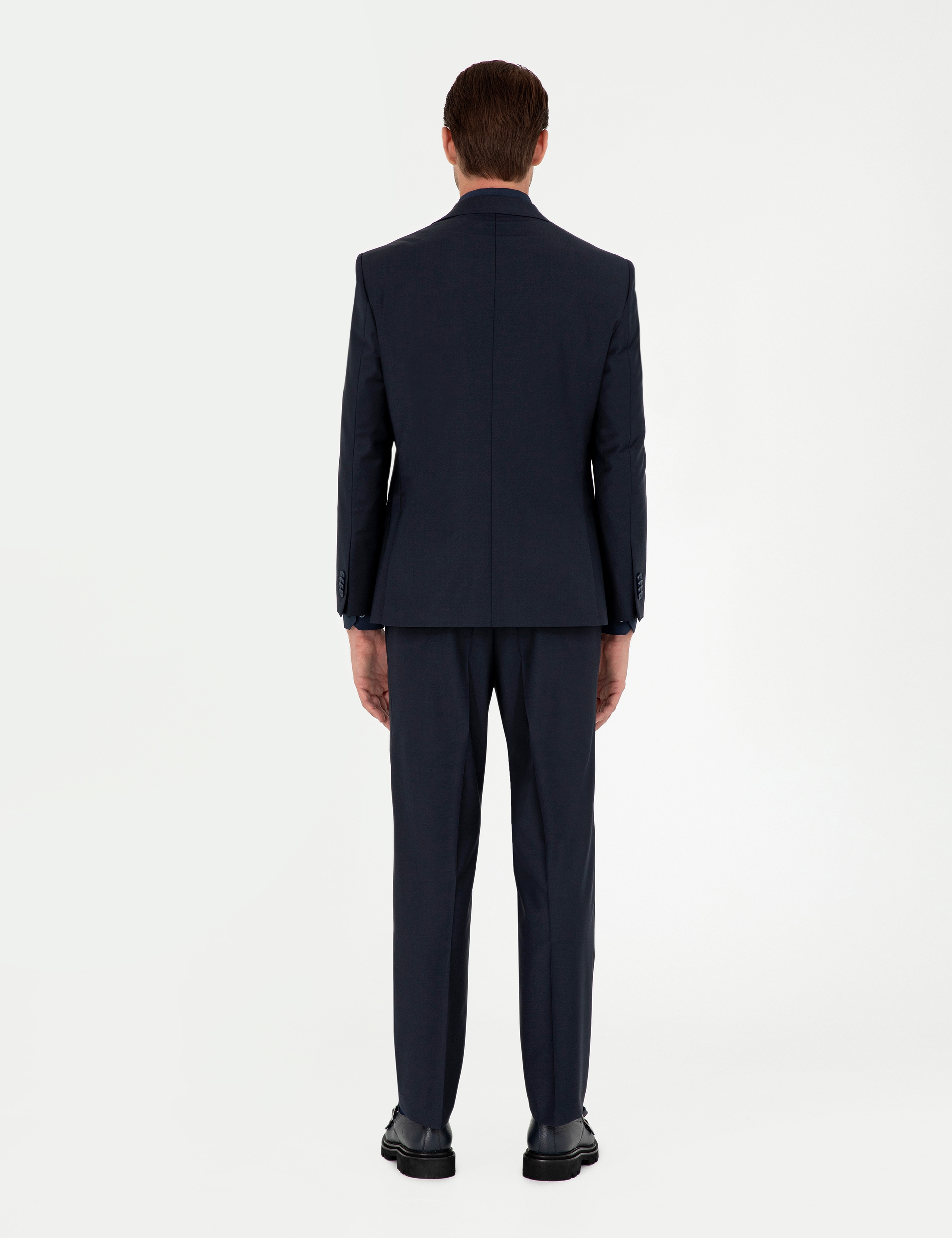 Lacivert Slim Fit Yün Karışımlı Takım Elbise - Image 5