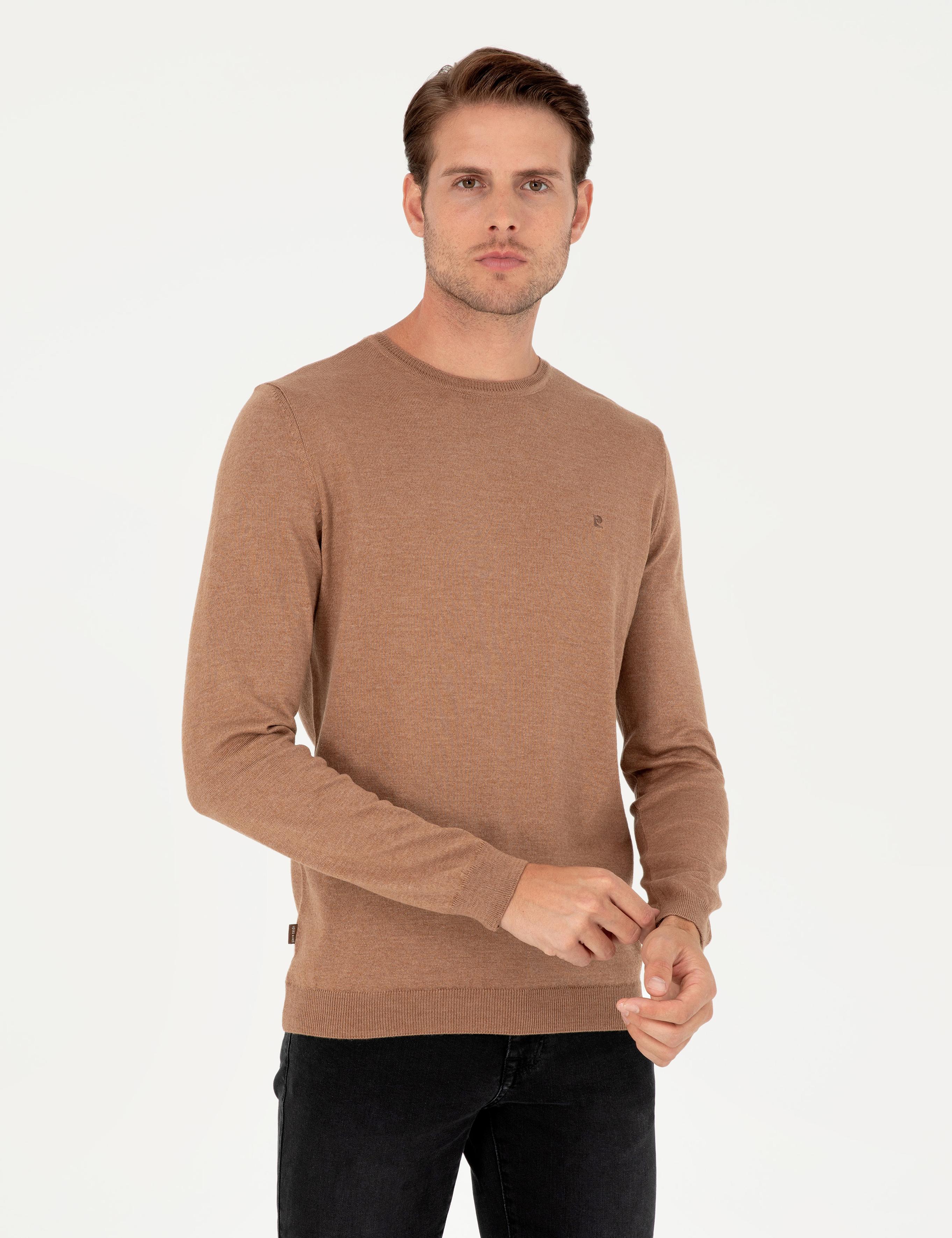 Camel Melanj Slim Fit Bisiklet Yaka Basic Triko Kazak