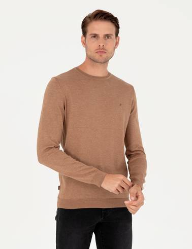 Camel Melanj Slim Fit Bisiklet Yaka Basic Triko Kazak