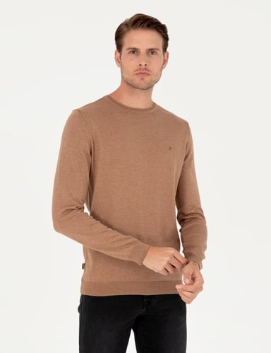Camel Melanj Slim Fit Bisiklet Yaka Basic Triko Kazak