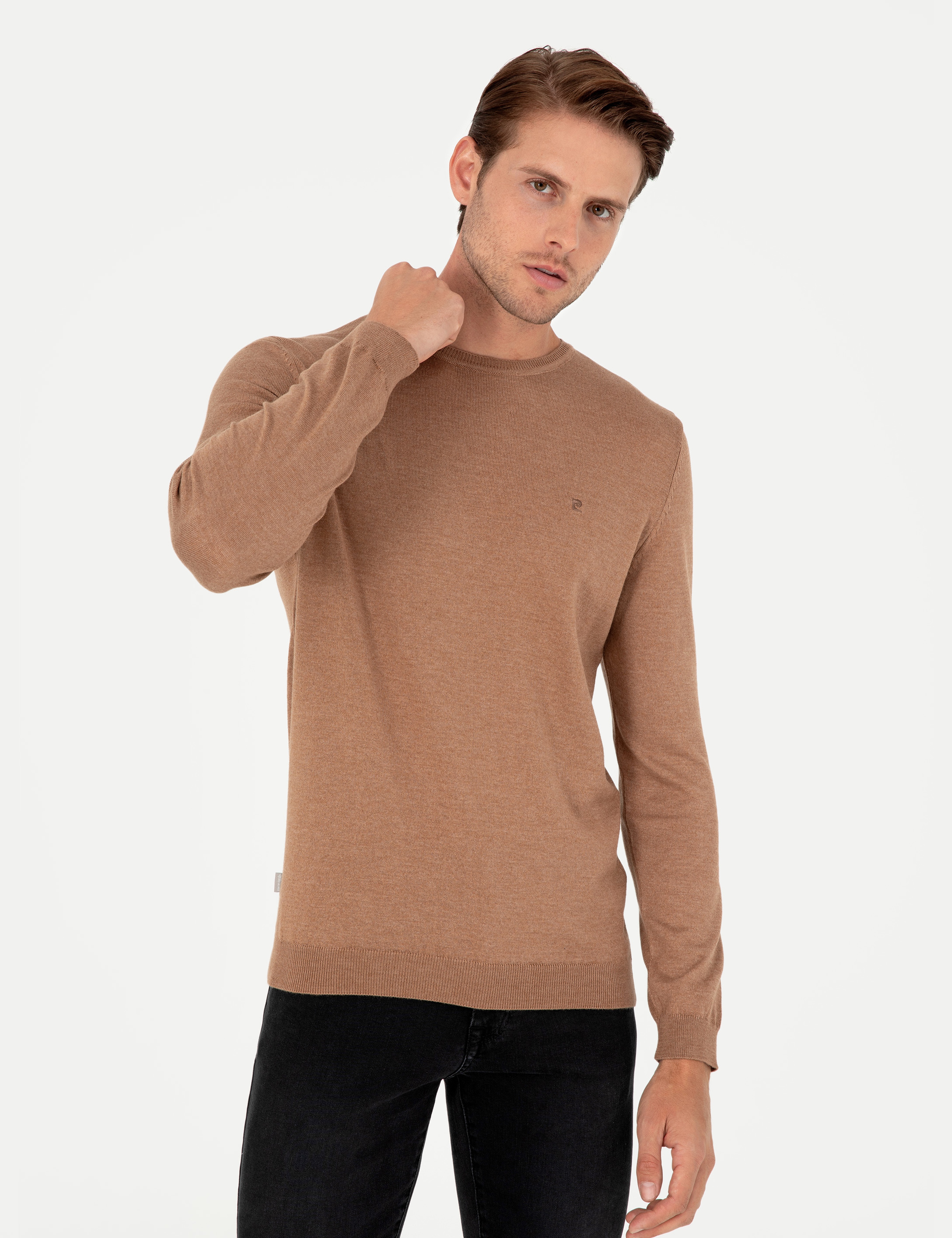 Camel Melanj Slim Fit Bisiklet Yaka Basic Triko Kazak