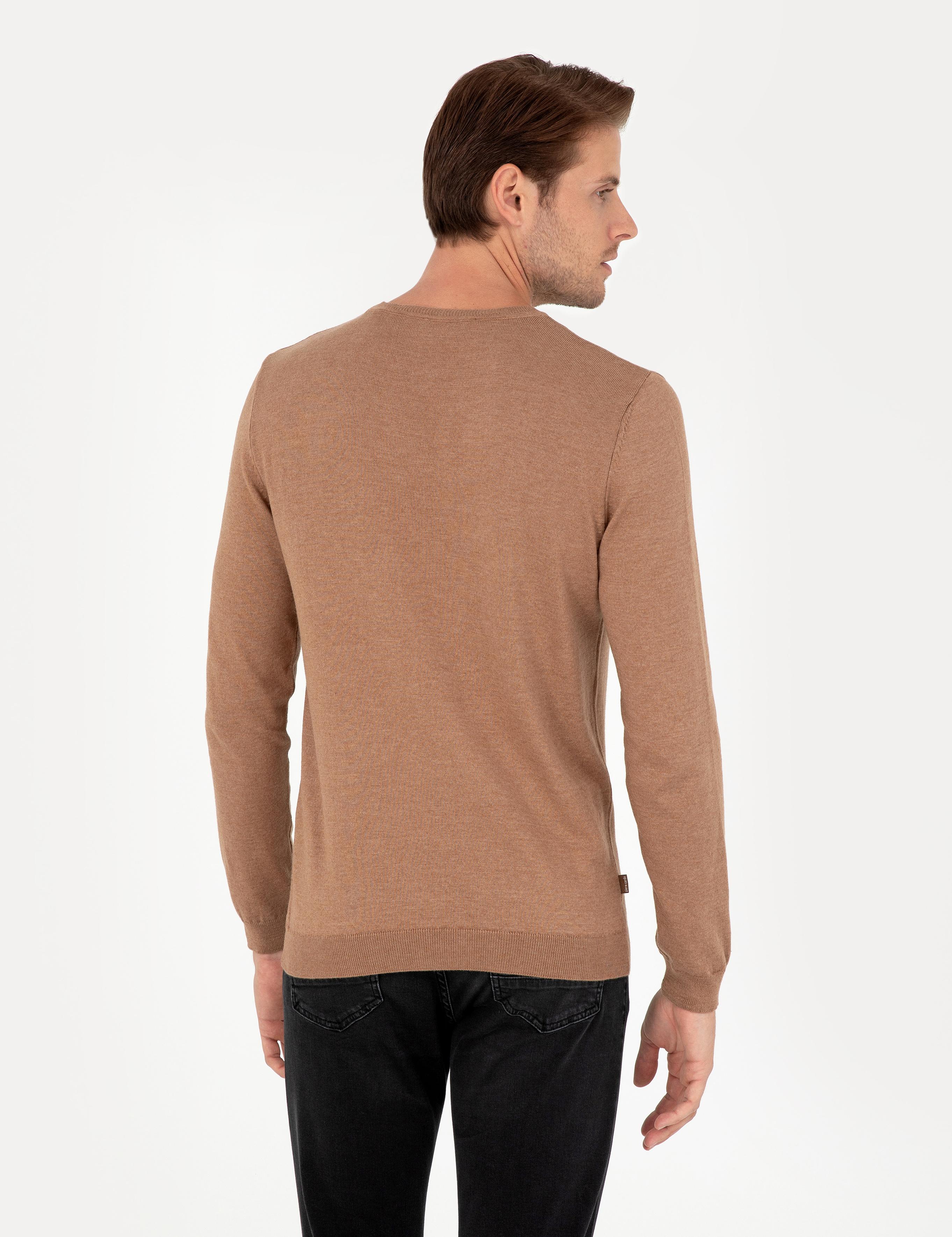 Camel Melanj Slim Fit Bisiklet Yaka Basic Triko Kazak