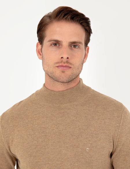 Camel Melanj Slim Fit Yarım Balıkçı Yaka Basic Triko Kazak - 50296548083